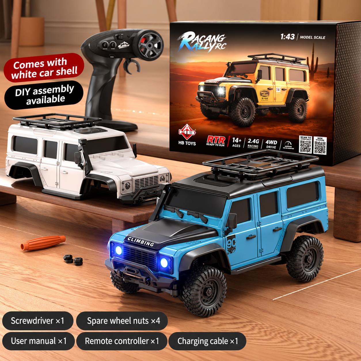 Professional 1:43 Scale 4WD Full-Proportional RC Rock Crawler – Mini Desktop Electric Off-Road Remote Control Car Toy for Boys