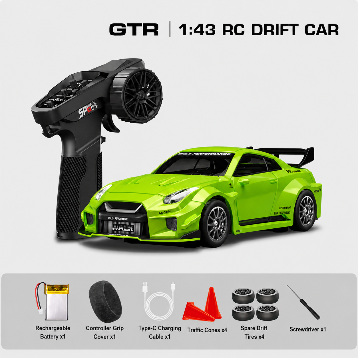 1:43 Scale Nissan GT-R & Porsche 911 4WD Full-Proportional RC Drift Cars