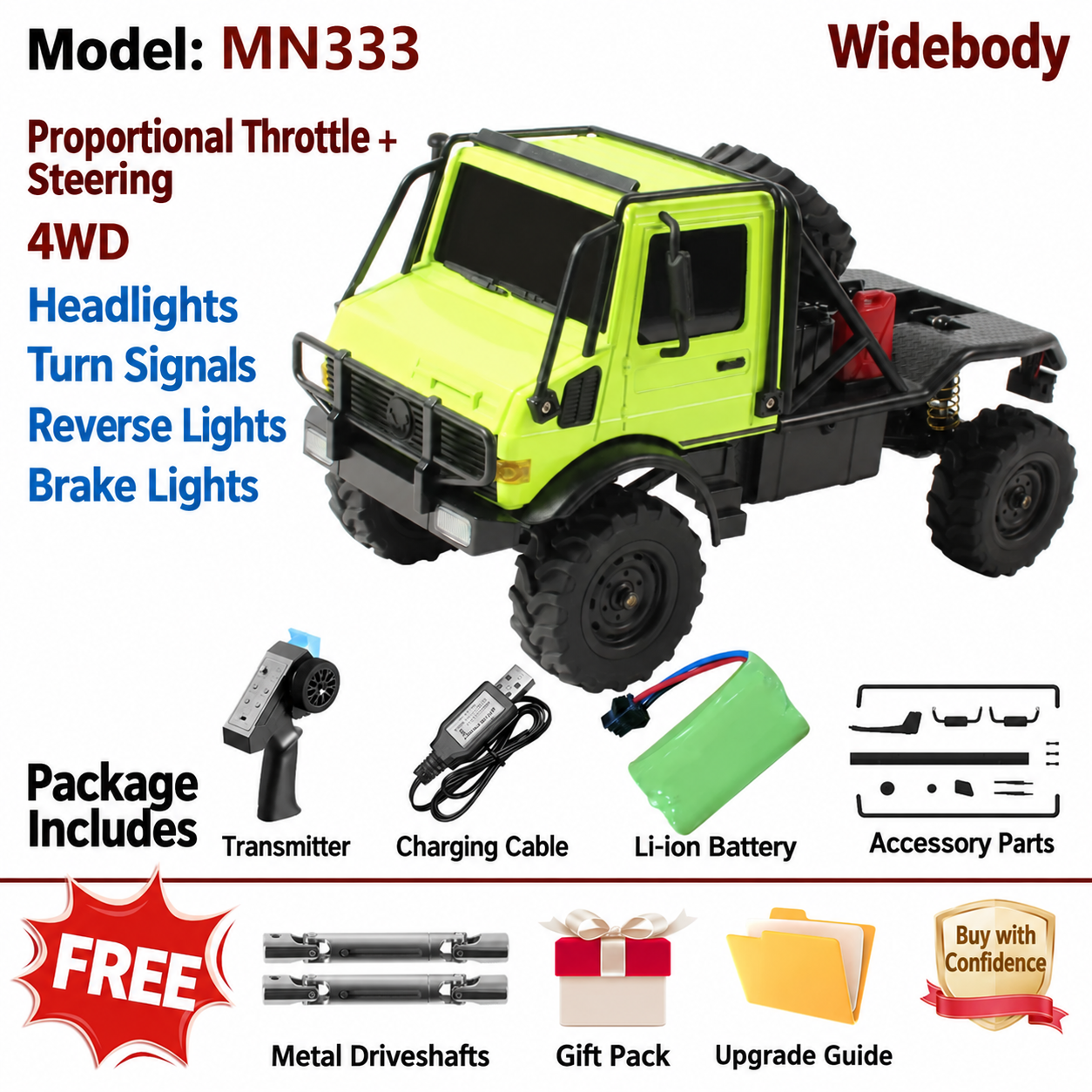 MN82 RC Upgrade Parts for Tank 300 / Wrangler 1:28 4WD Off-Road Rock Crawler