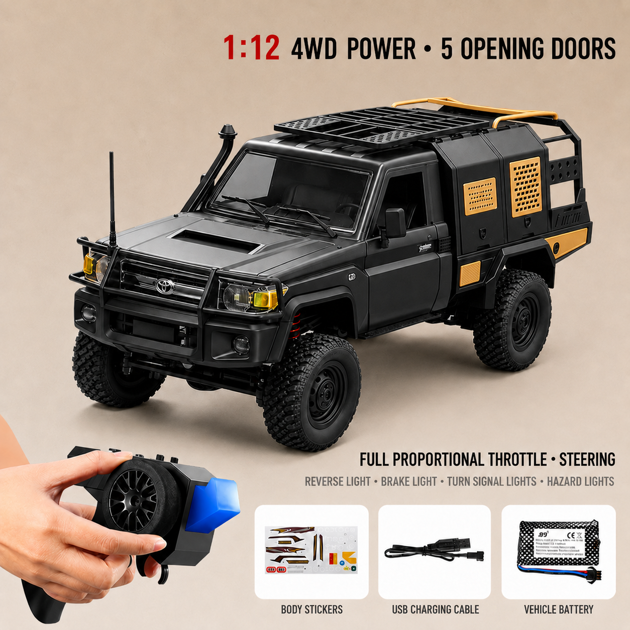Toyota Land Cruiser 79 1:12 Scale 4WD RC Crawler Pickup Truck