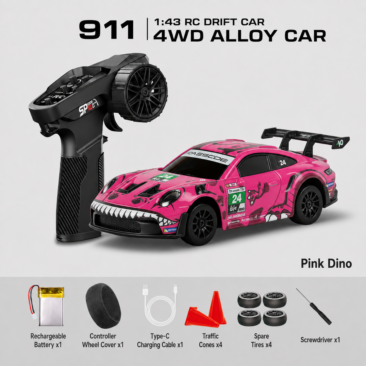 1:43 Scale Nissan GT-R & Porsche 911 4WD Full-Proportional RC Drift Cars
