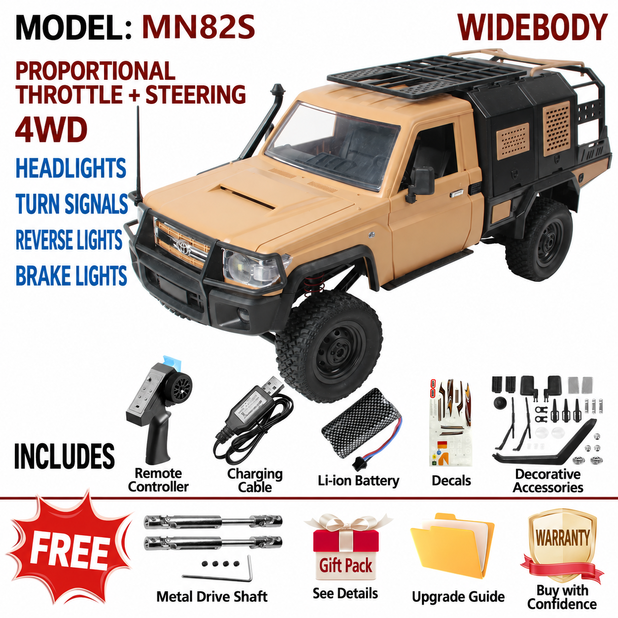 MN82 RC Upgrade Parts for Tank 300 / Wrangler 1:28 4WD Off-Road Rock Crawler