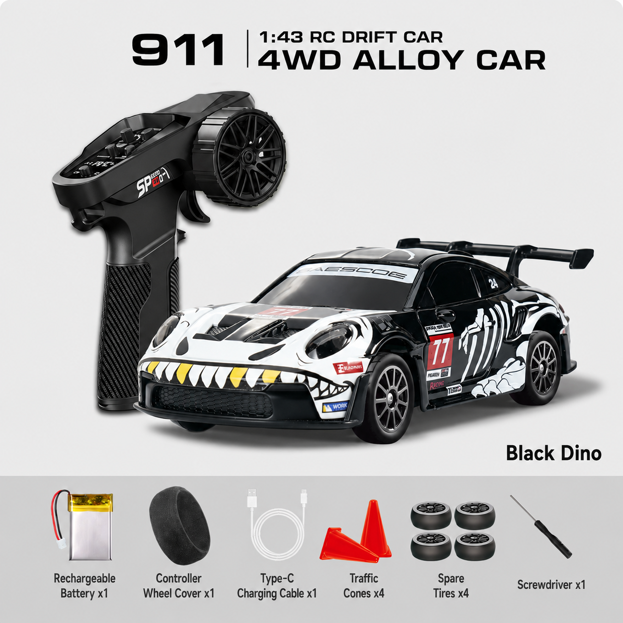 1:43 Scale Nissan GT-R & Porsche 911 4WD Full-Proportional RC Drift Cars