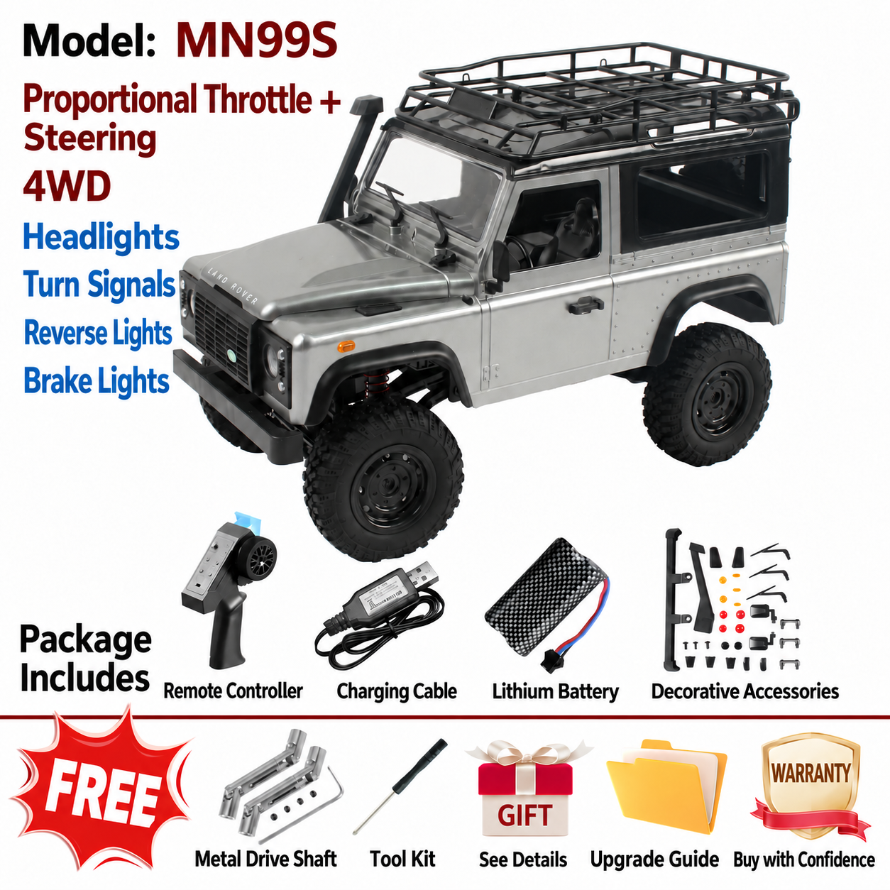 MN82 RC Upgrade Parts for Tank 300 / Wrangler 1:28 4WD Off-Road Rock Crawler