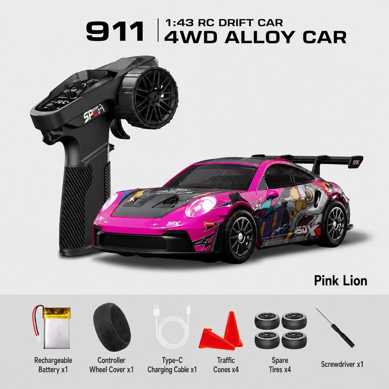 1:43 Scale Nissan GT-R & Porsche 911 4WD Full-Proportional RC Drift Cars