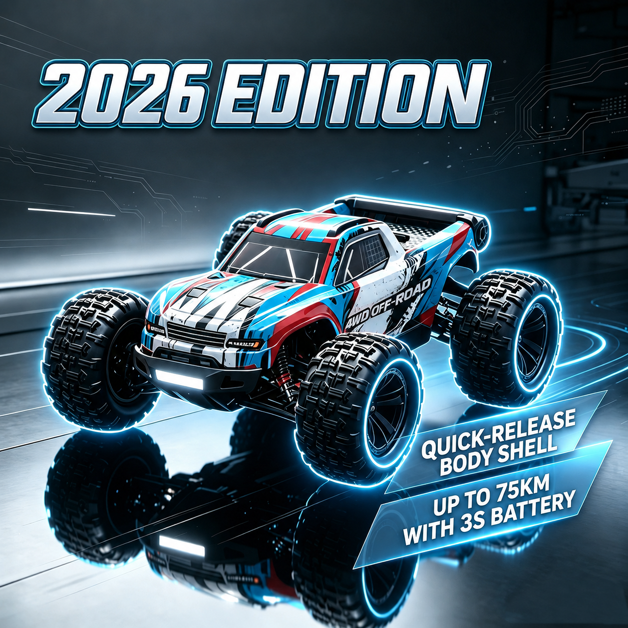 1/16 High-Speed 4WD Brushless Off-Road RC Monster Truck with Oil-Filled Shocks
