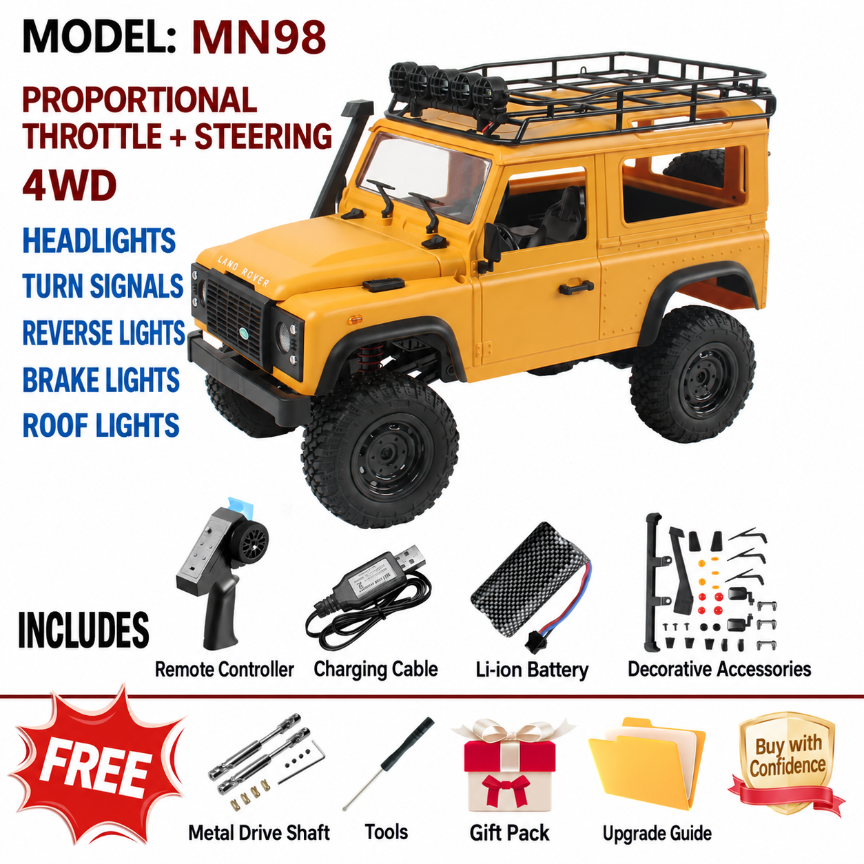 MN82 RC Upgrade Parts for Tank 300 / Wrangler 1:28 4WD Off-Road Rock Crawler