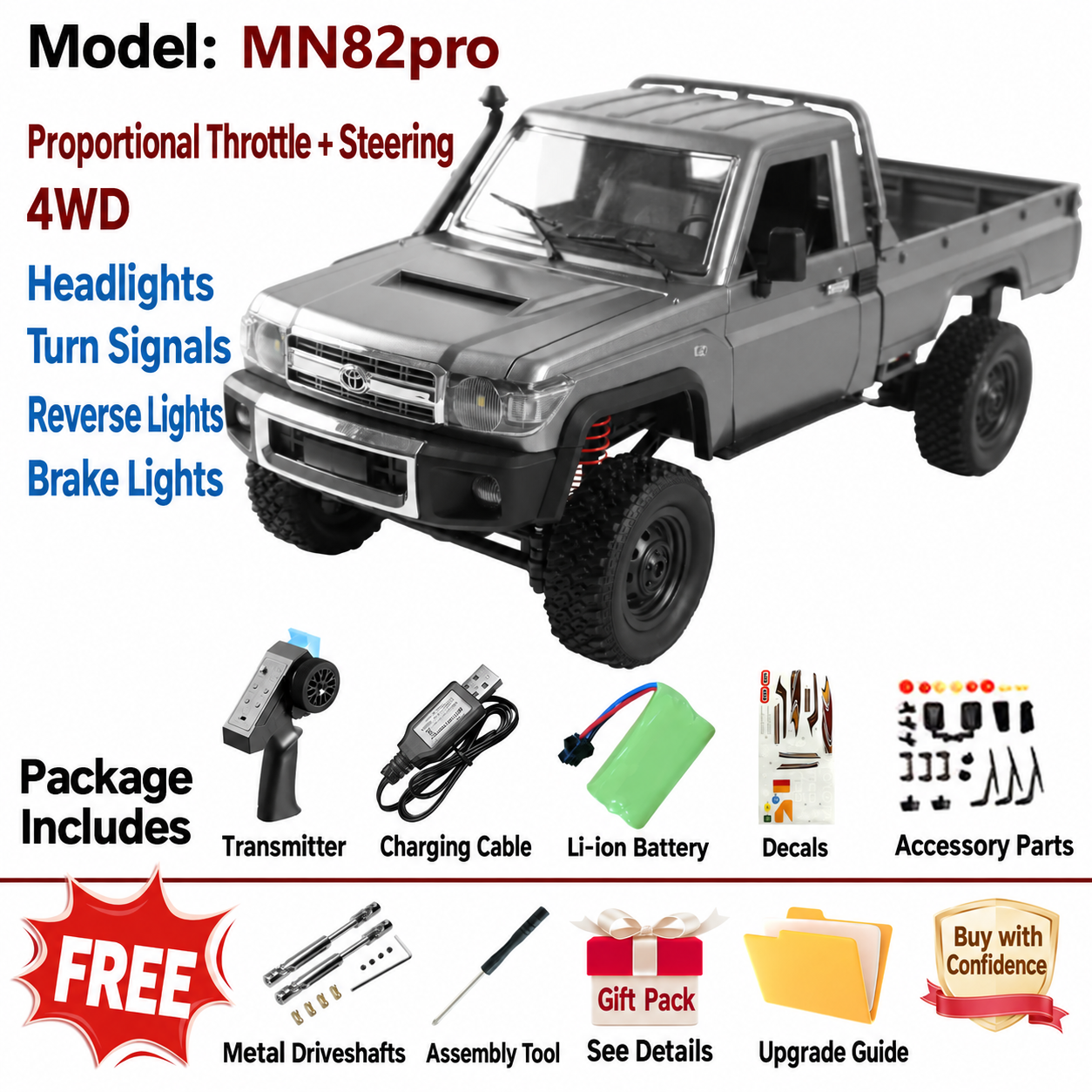 MN82 RC Upgrade Parts for Tank 300 / Wrangler 1:28 4WD Off-Road Rock Crawler