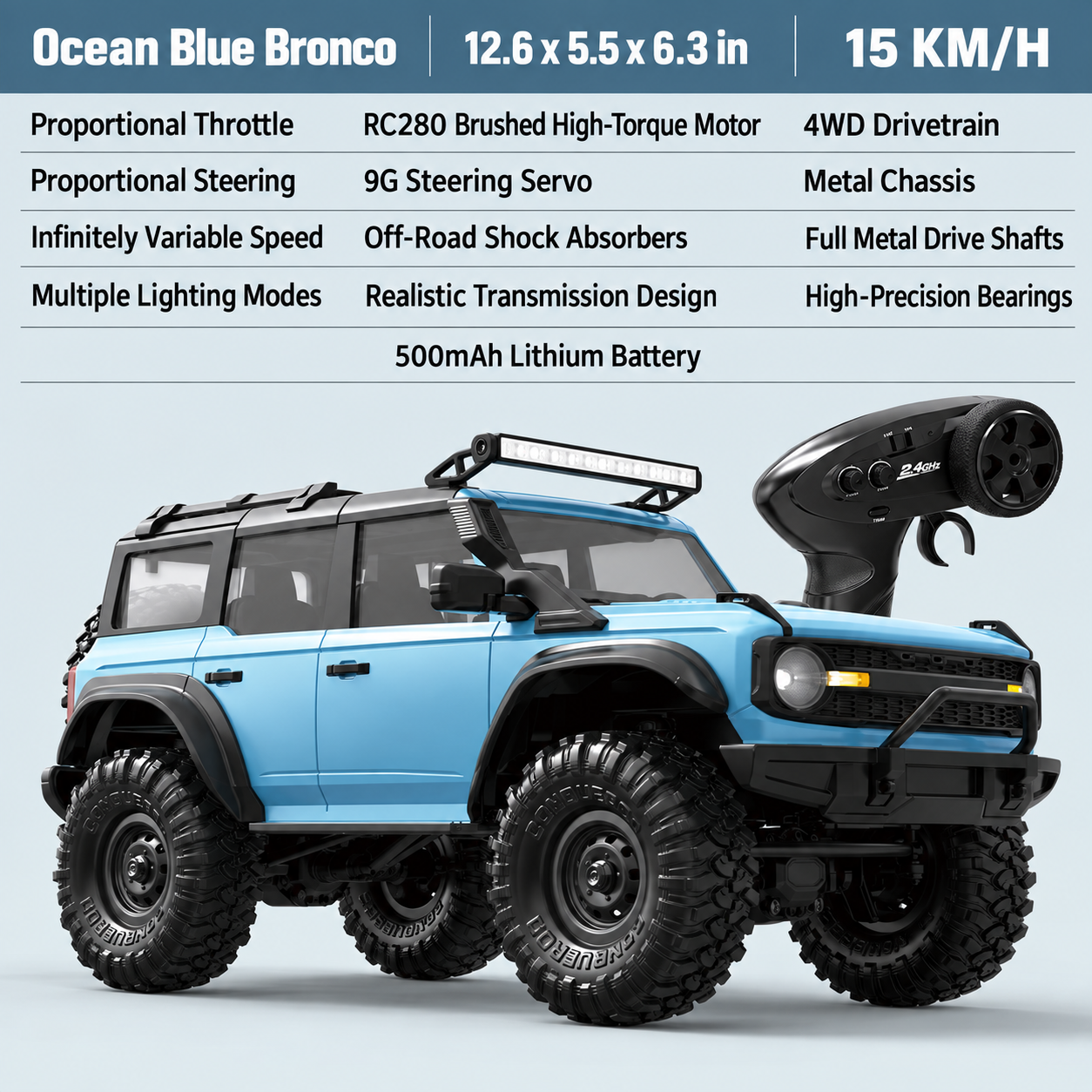 4WD RC Defender/Bronco Off-Road Rock Crawler – Professional RC Car Model Toy for Boys & Adults