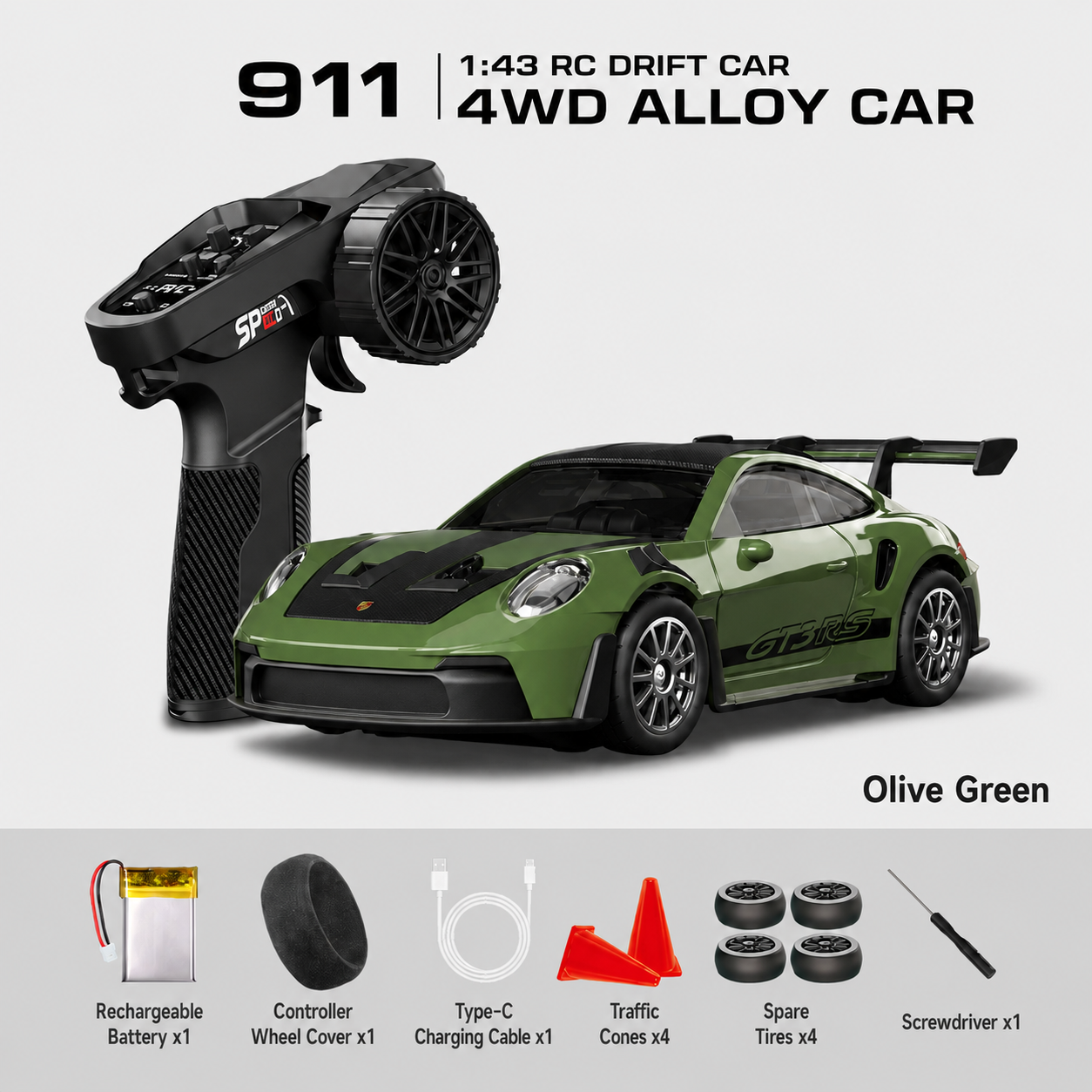 1:43 Scale Nissan GT-R & Porsche 911 4WD Full-Proportional RC Drift Cars