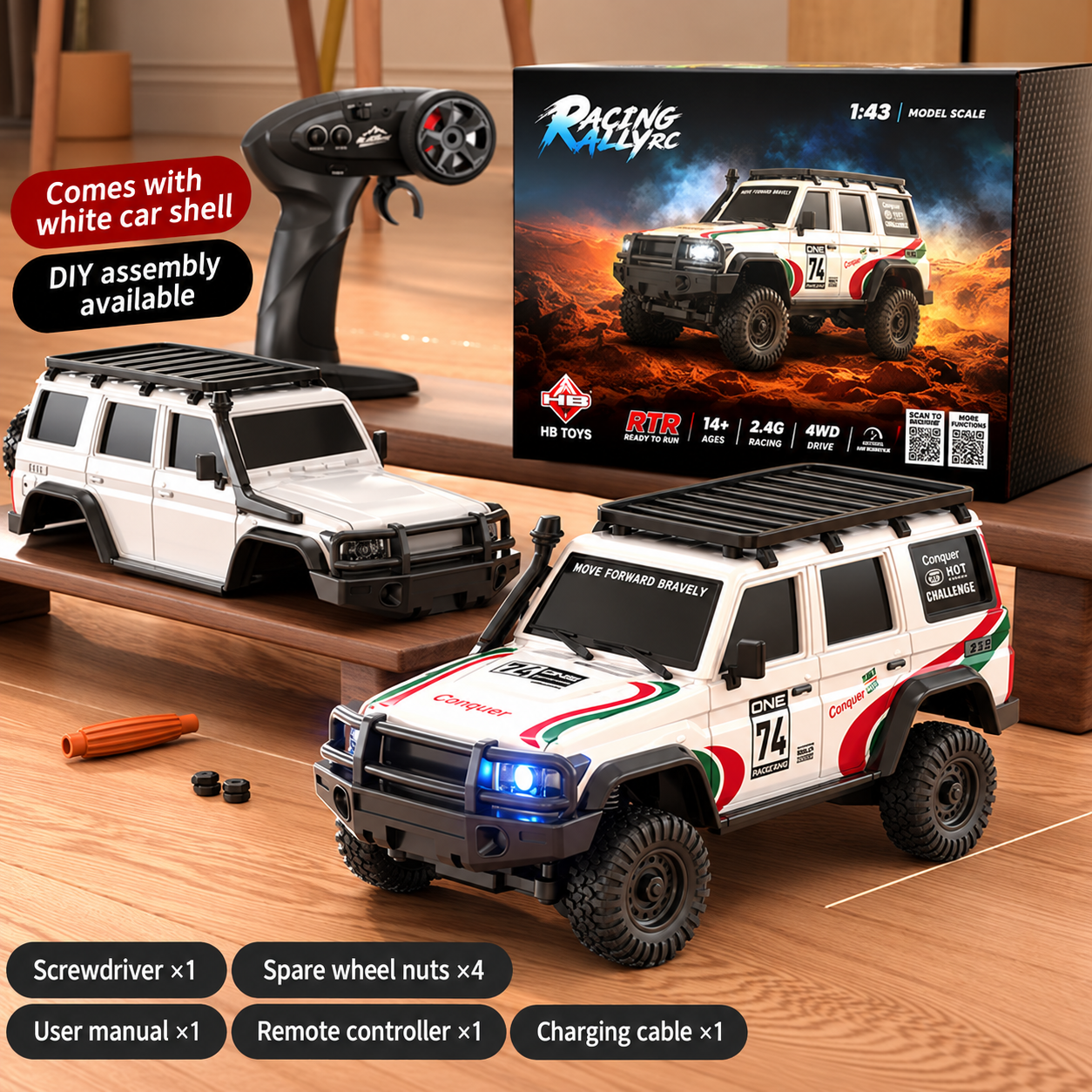 Professional 1:43 Scale 4WD Full-Proportional RC Rock Crawler – Mini Desktop Electric Off-Road Remote Control Car Toy for Boys