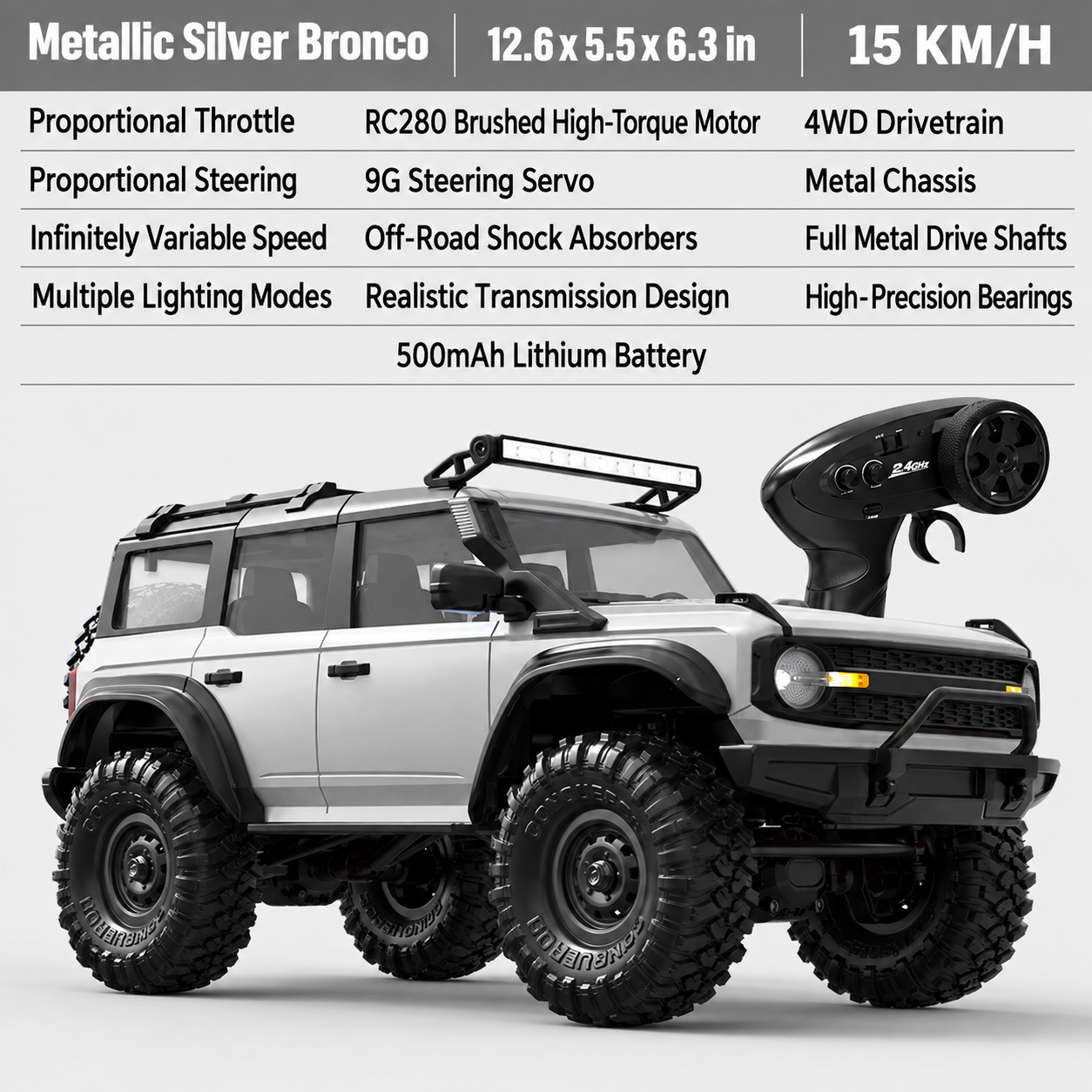 4WD RC Defender/Bronco Off-Road Rock Crawler – Professional RC Car Model Toy for Boys & Adults