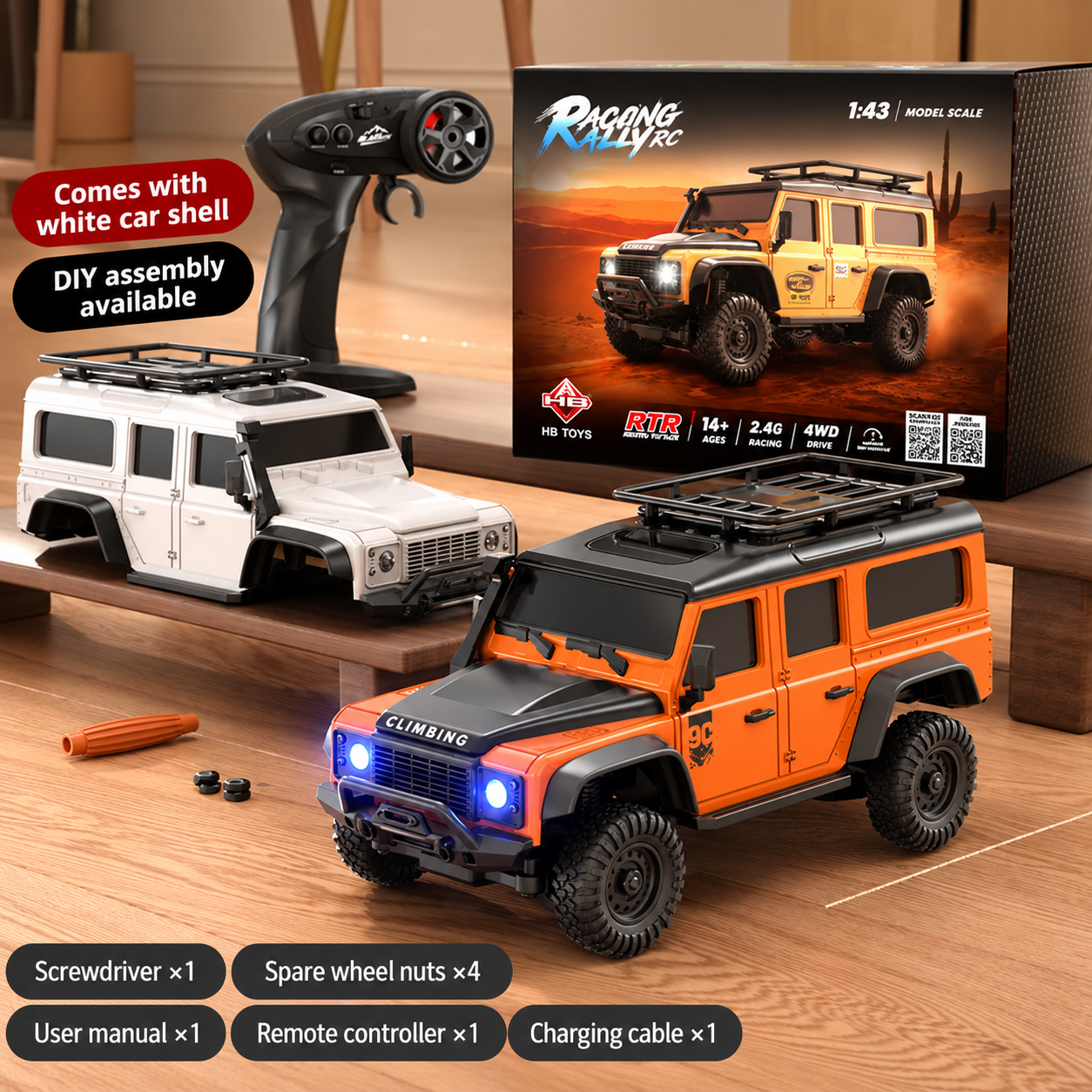 Professional 1:43 Scale 4WD Full-Proportional RC Rock Crawler – Mini Desktop Electric Off-Road Remote Control Car Toy for Boys
