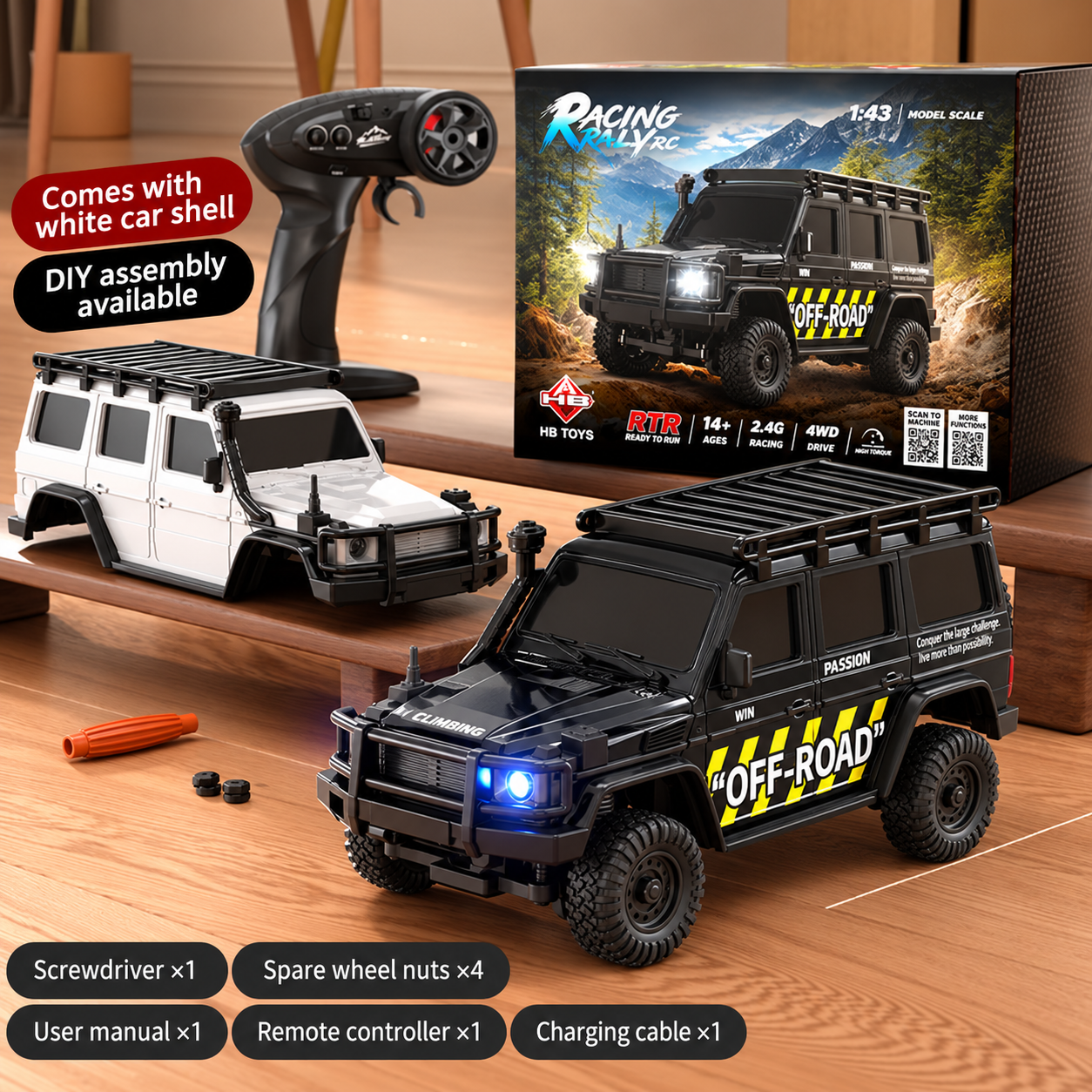 Professional 1:43 Scale 4WD Full-Proportional RC Rock Crawler – Mini Desktop Electric Off-Road Remote Control Car Toy for Boys