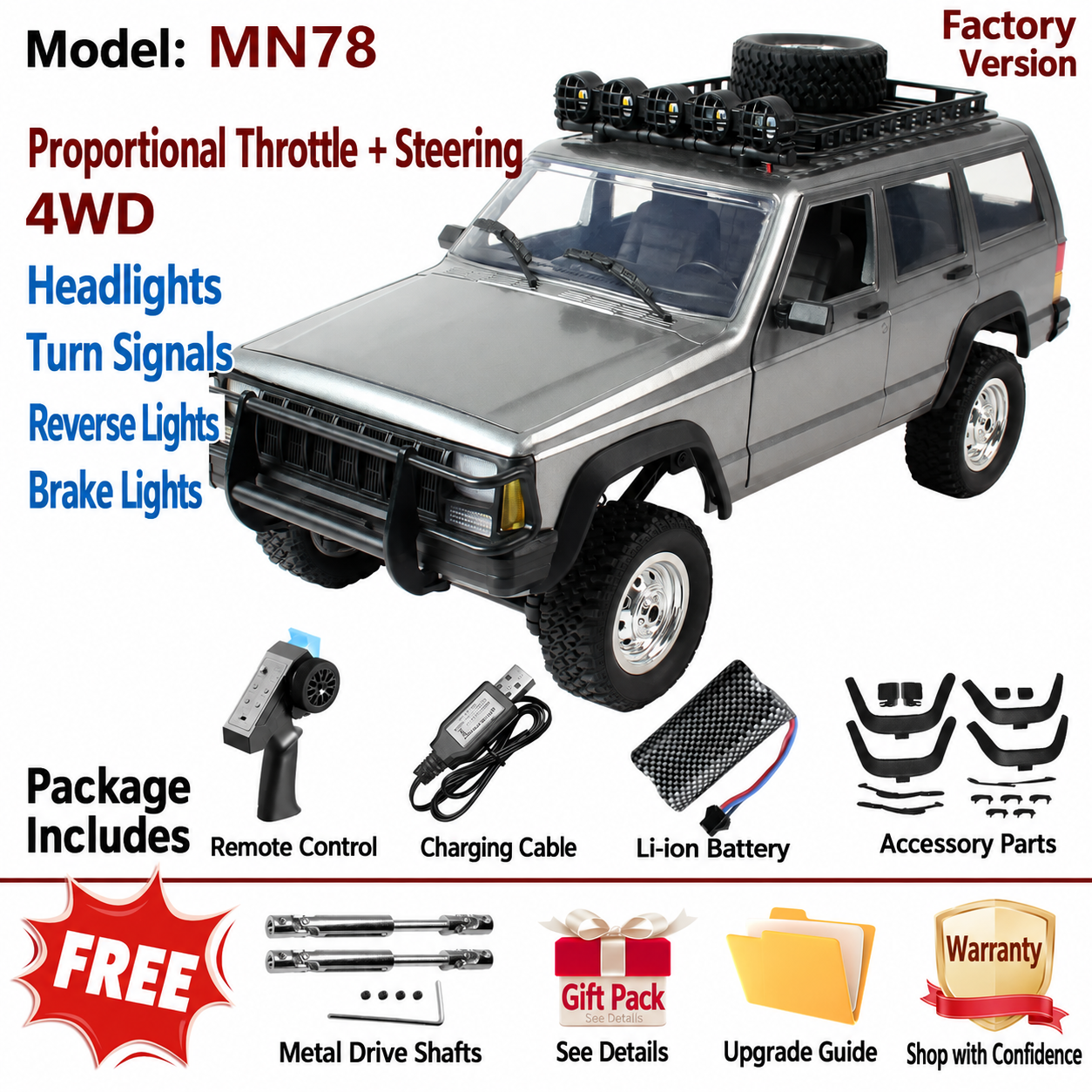 MN82 RC Upgrade Parts for Tank 300 / Wrangler 1:28 4WD Off-Road Rock Crawler