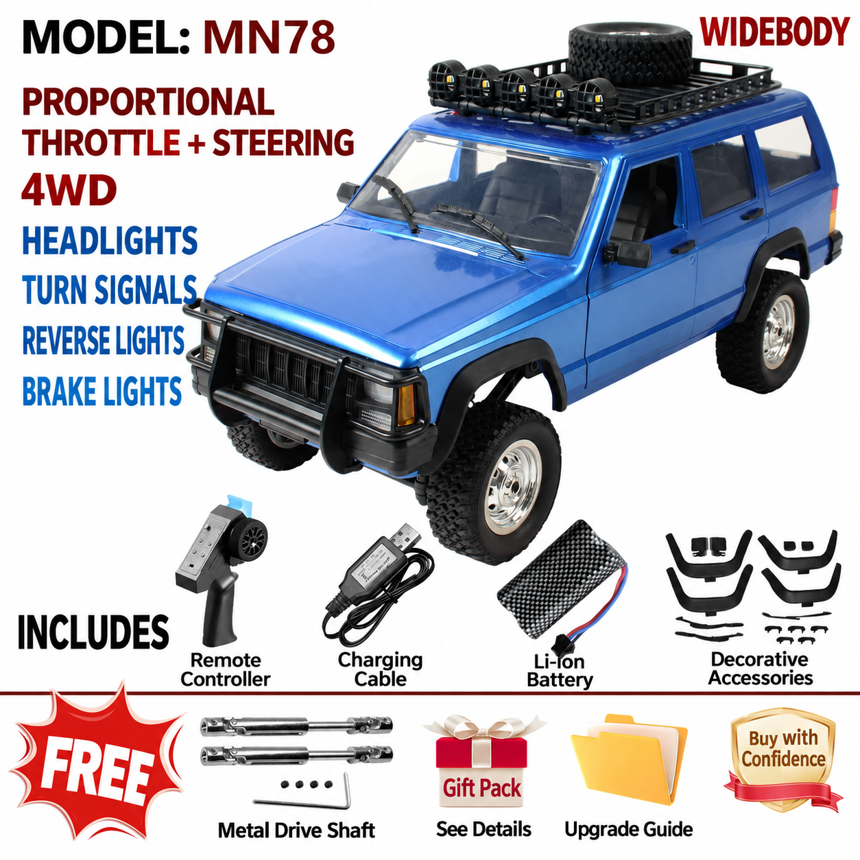 MN82 RC Upgrade Parts for Tank 300 / Wrangler 1:28 4WD Off-Road Rock Crawler