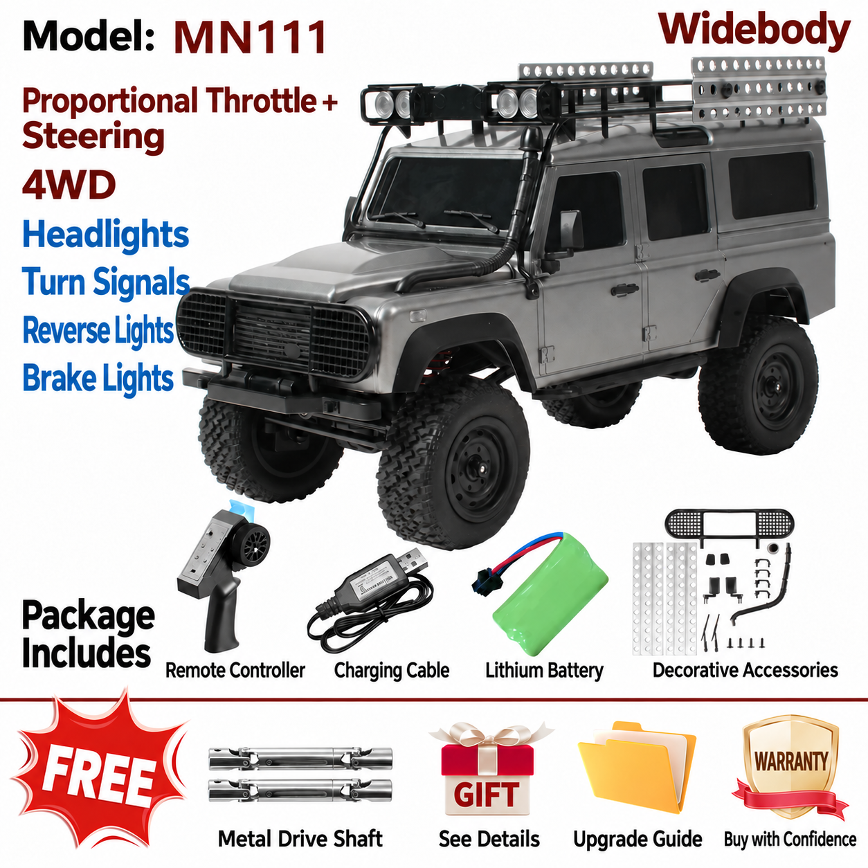 MN82 RC Upgrade Parts for Tank 300 / Wrangler 1:28 4WD Off-Road Rock Crawler