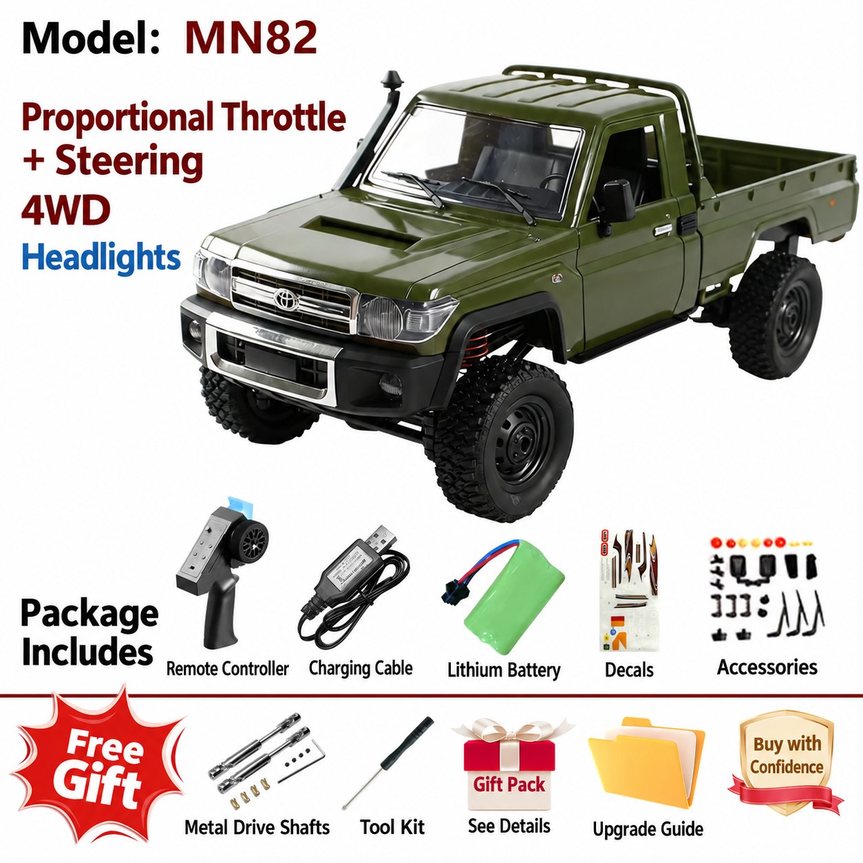MN82 RC Upgrade Parts for Tank 300 / Wrangler 1:28 4WD Off-Road Rock Crawler