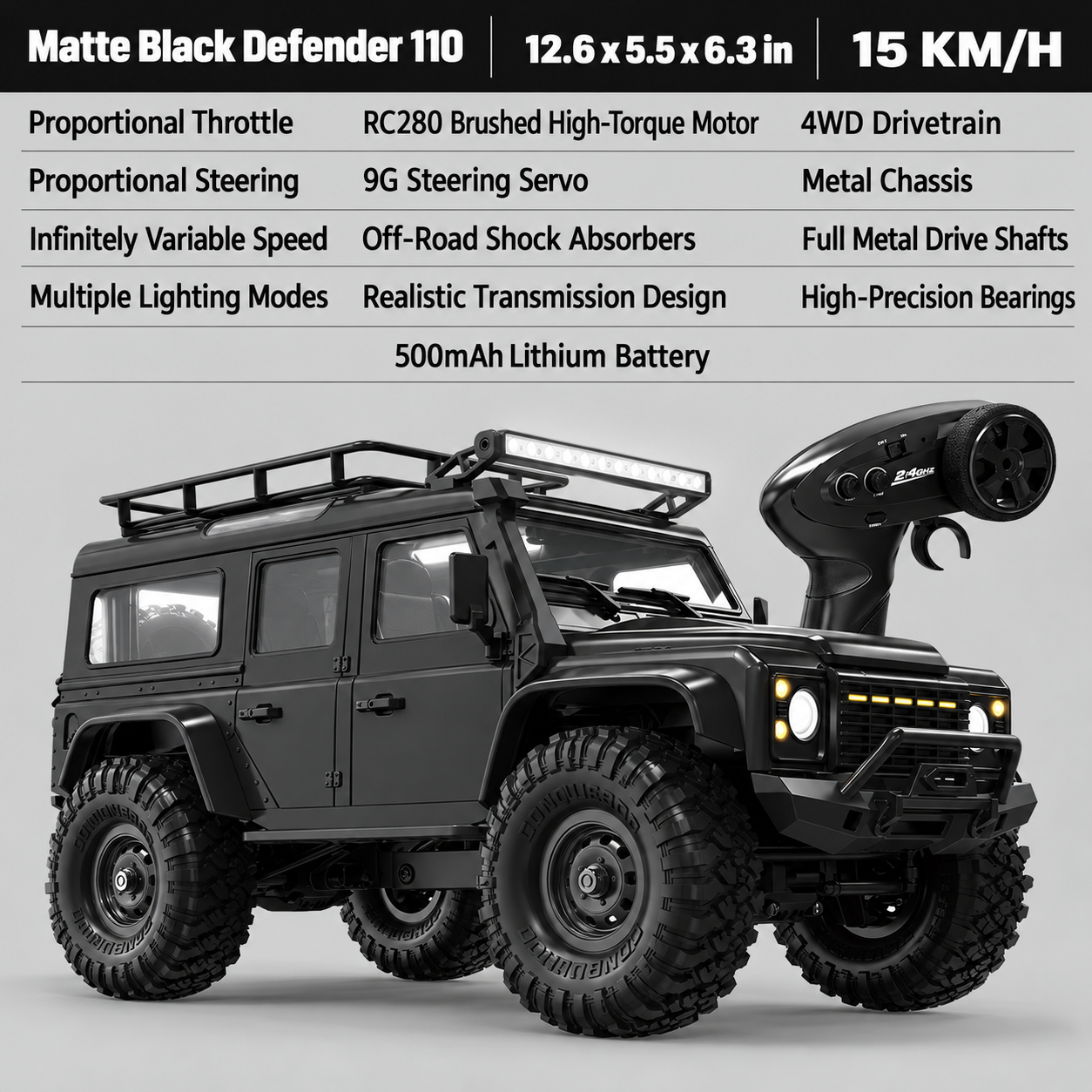 4WD RC Defender/Bronco Off-Road Rock Crawler – Professional RC Car Model Toy for Boys & Adults