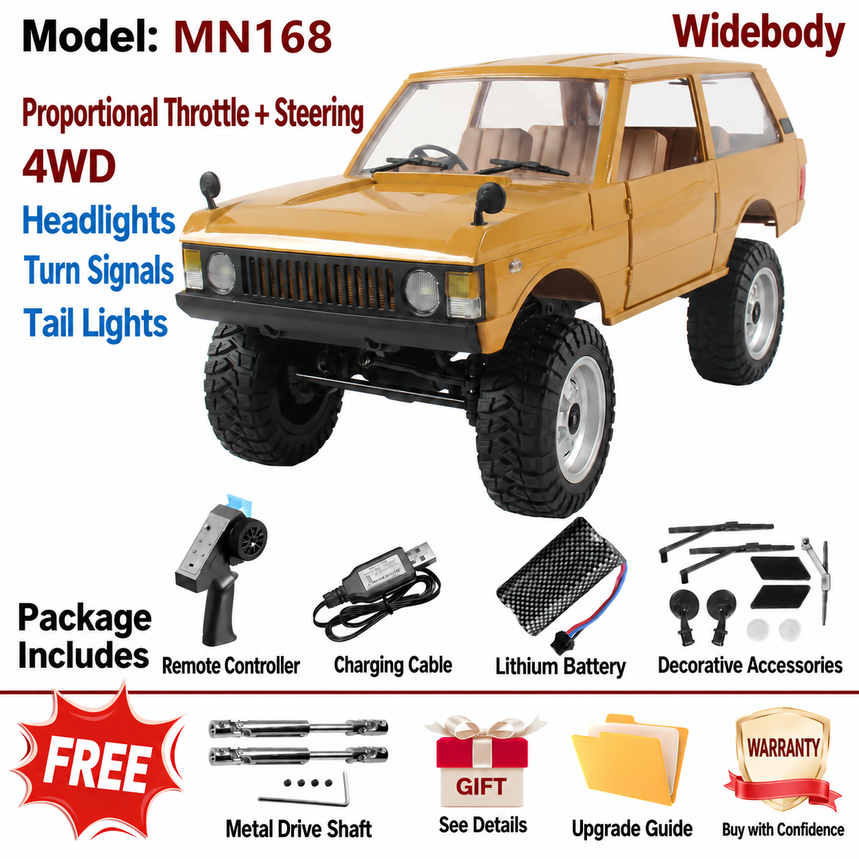 MN82 RC Upgrade Parts for Tank 300 / Wrangler 1:28 4WD Off-Road Rock Crawler