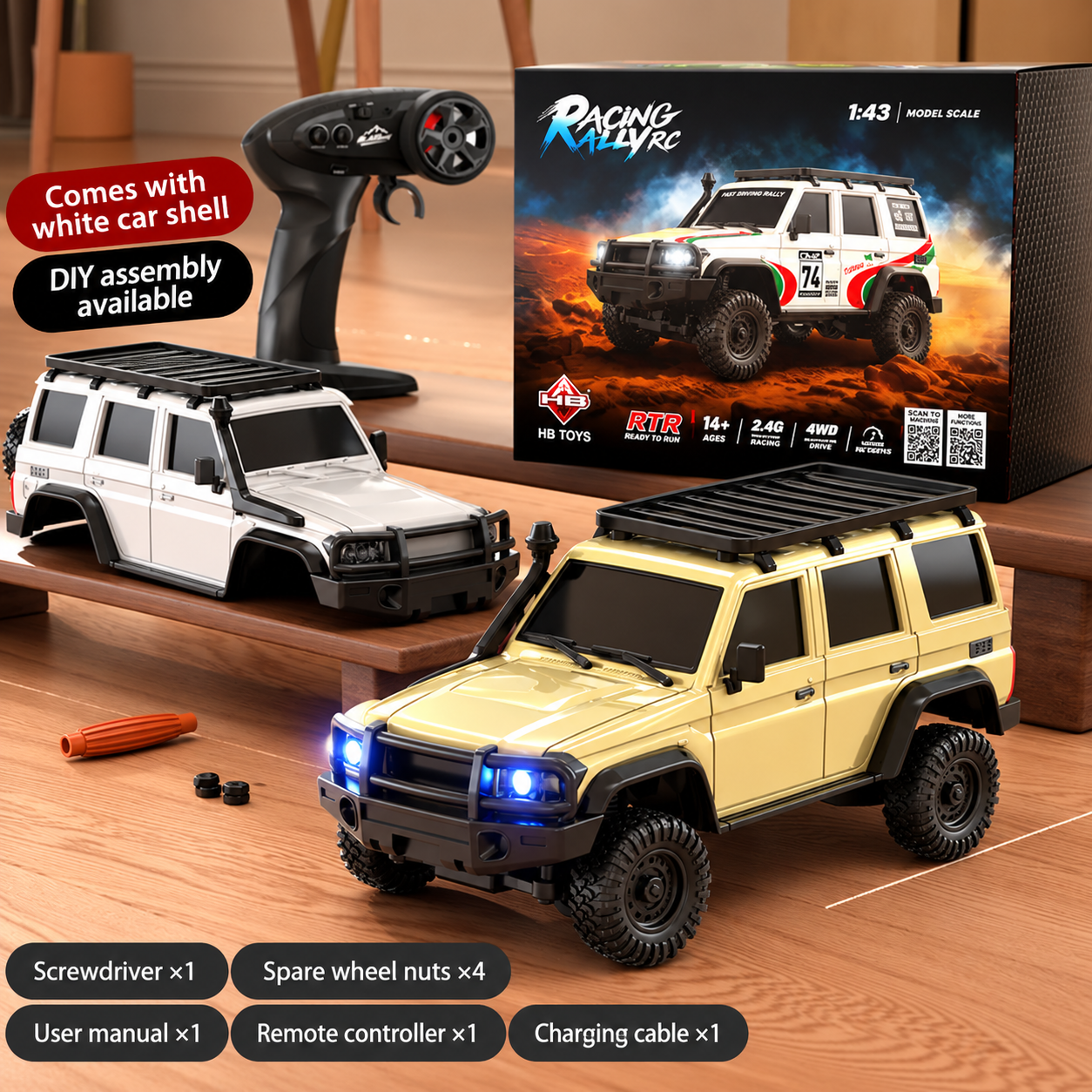 Professional 1:43 Scale 4WD Full-Proportional RC Rock Crawler – Mini Desktop Electric Off-Road Remote Control Car Toy for Boys