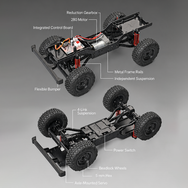 1:12 Land Rover Defender 90 4WD RC Rock Crawler – Full Proportional Off-Road Remote Control SUV with Water-Resistant Design
