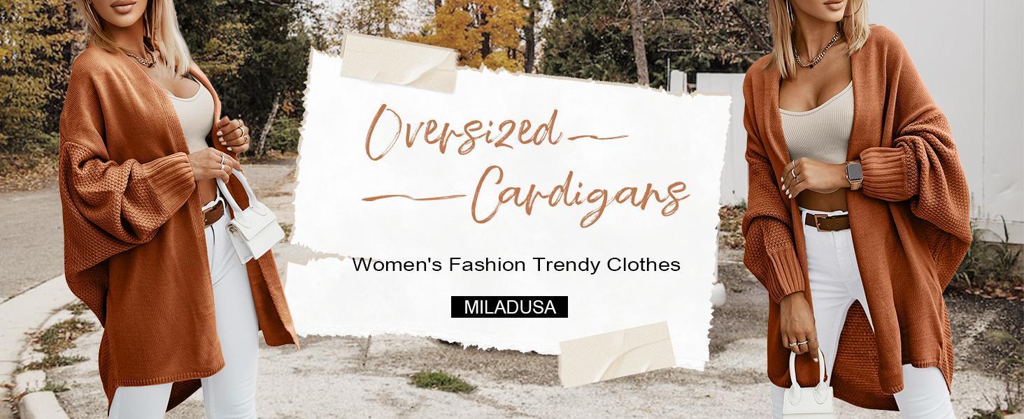 Imily Bela Oversized Cardigans for Women Fall Trendy Open Front Batwing Sleeve Long Cardigan Sweaters