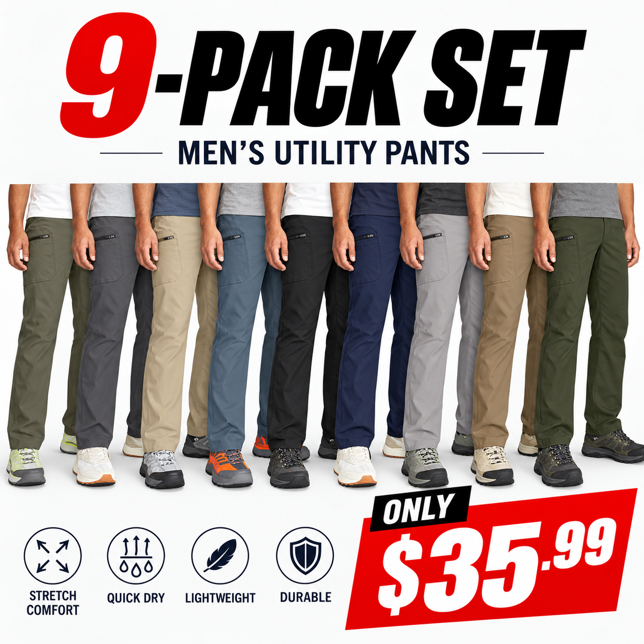 ⚡FINAL SALE⚡Men’s Rainier Water-Repellent Stretch Hiking Pants with UPF 50+ Sun Protection