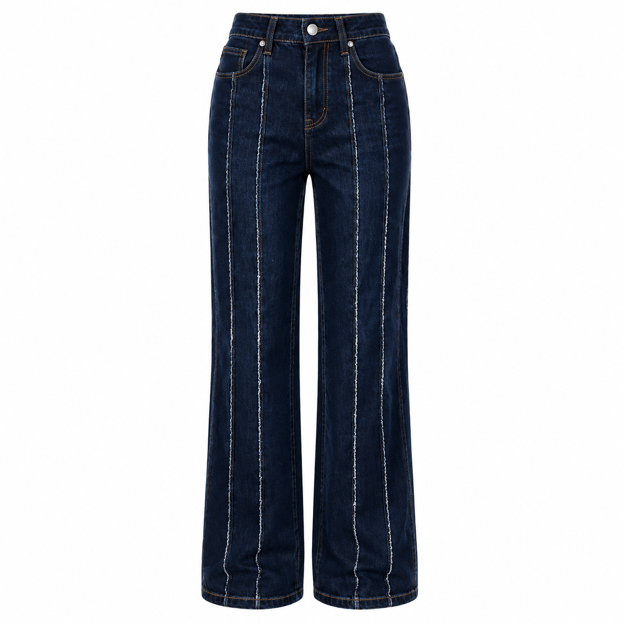 Washed Stretch Mid-Rise Straight-Leg Jeans