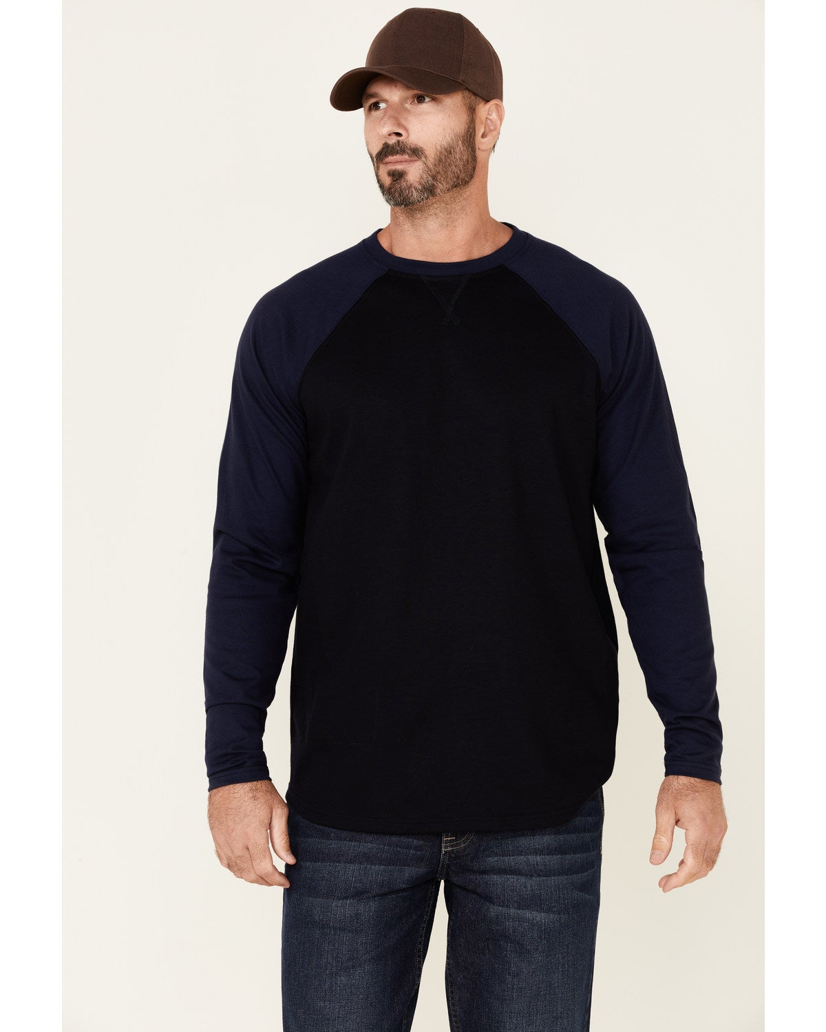 Cody James Men's FR Blocked Baseball Long Sleeve Work Shirt - Navy