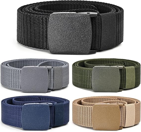 UNGGJKB Tactical Men's Nylon Belts,5 Pack Men Casual Canvas Belt | Military Outdoor Metal-Free Web Work Belt