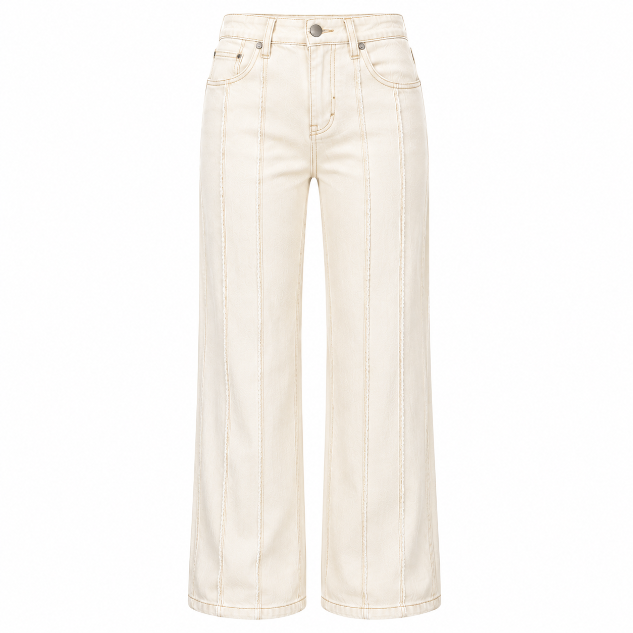 Washed Stretch Mid-Rise Straight-Leg Jeans