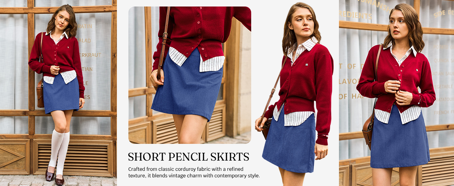 The fall winter corduroy bodycon skirt adds a touch of playfulness and modernity to your outfit