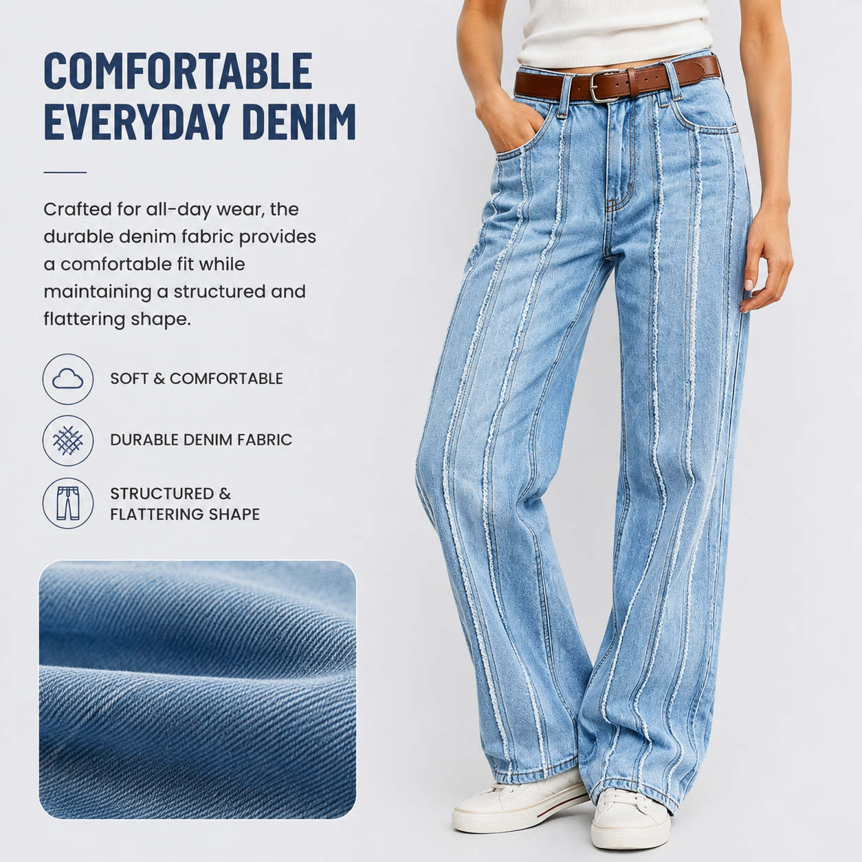Washed Stretch Mid-Rise Straight-Leg Jeans