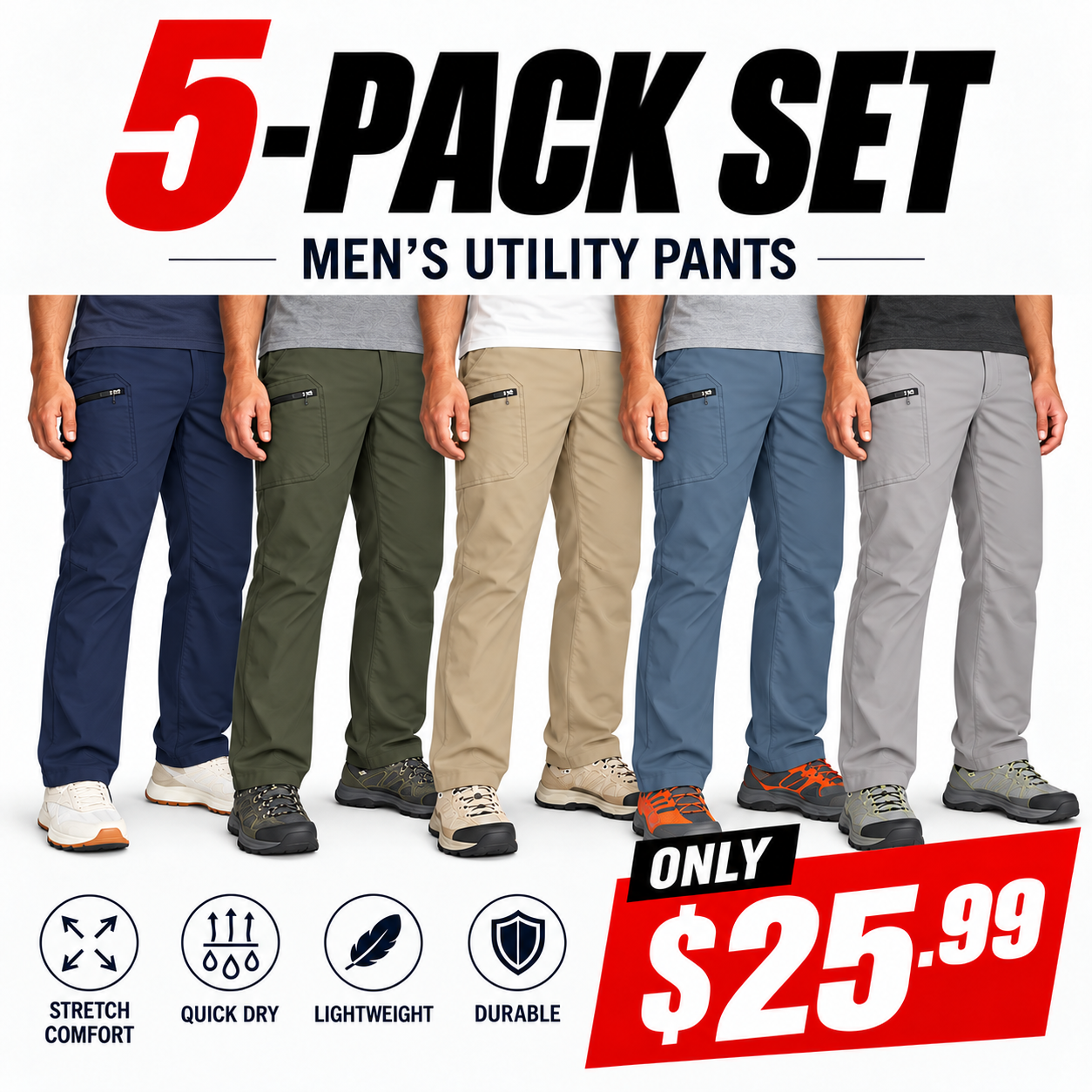 ⚡FINAL SALE⚡Men’s Rainier Water-Repellent Stretch Hiking Pants with UPF 50+ Sun Protection
