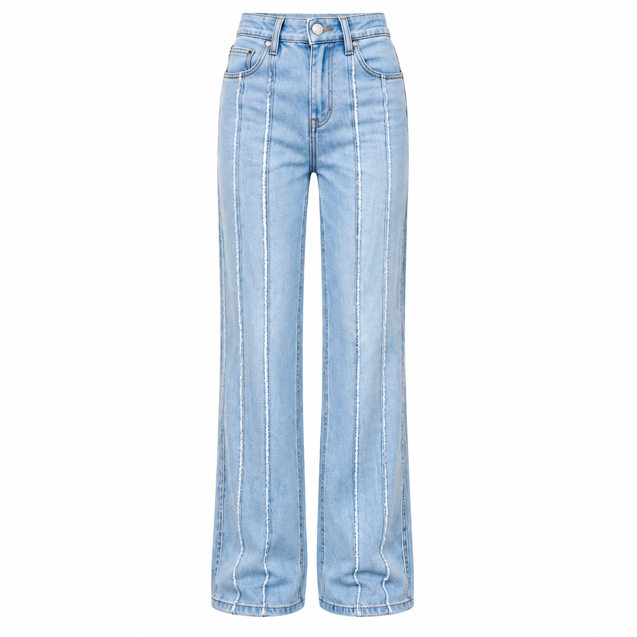 Washed Stretch Mid-Rise Straight-Leg Jeans