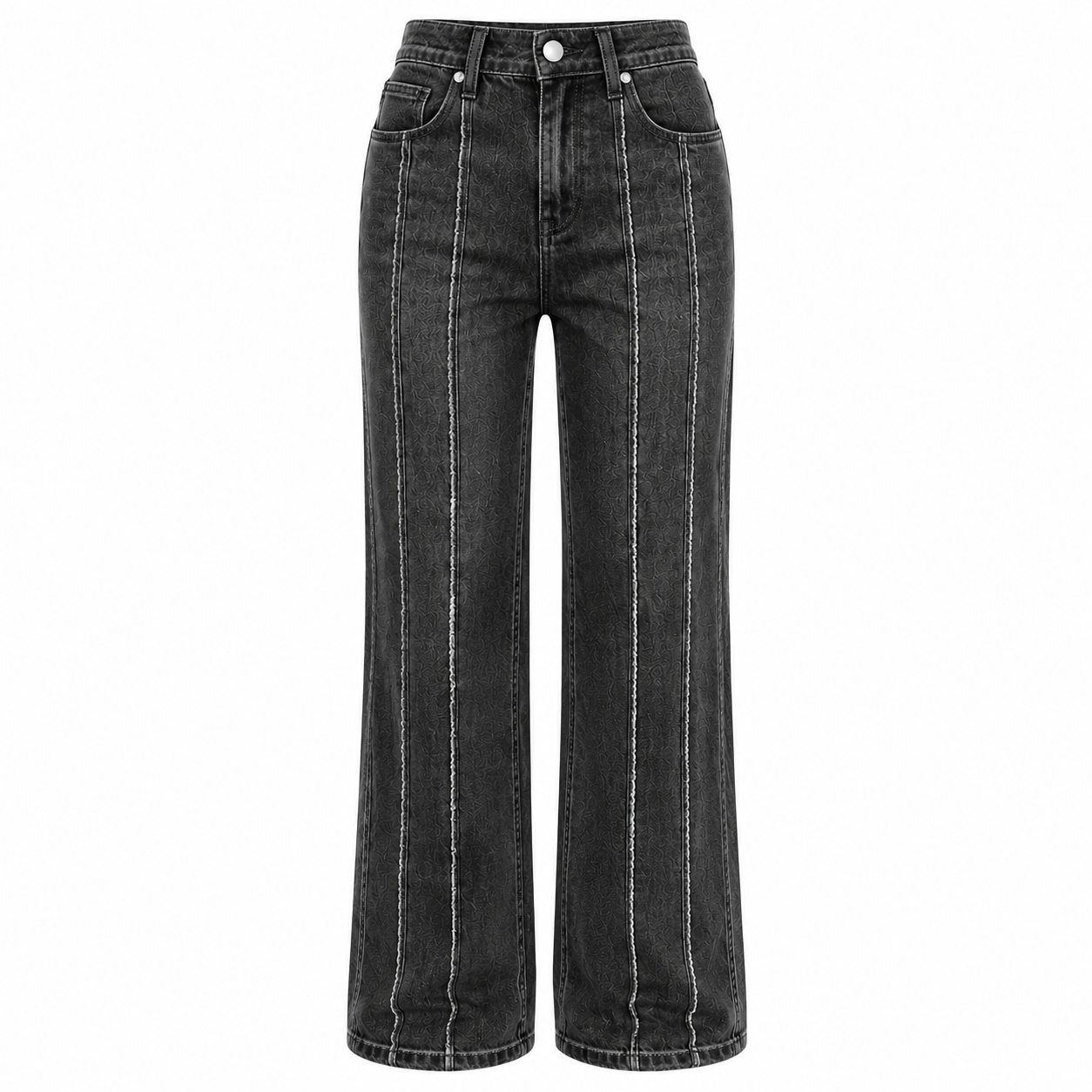 Washed Stretch Mid-Rise Straight-Leg Jeans