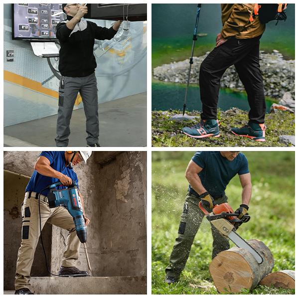 HOMUG Men's Solid Color Waterproof Tactical Work Pants - 3-Piece Set, Belt-Free, Multi-Pocket, Durable Outdoor Hiking & Casual Pants (Regular Fit)，hiking pants、trekking pants、hiking trousers、trail pants、outdoor hiking pants、technical hiking pants