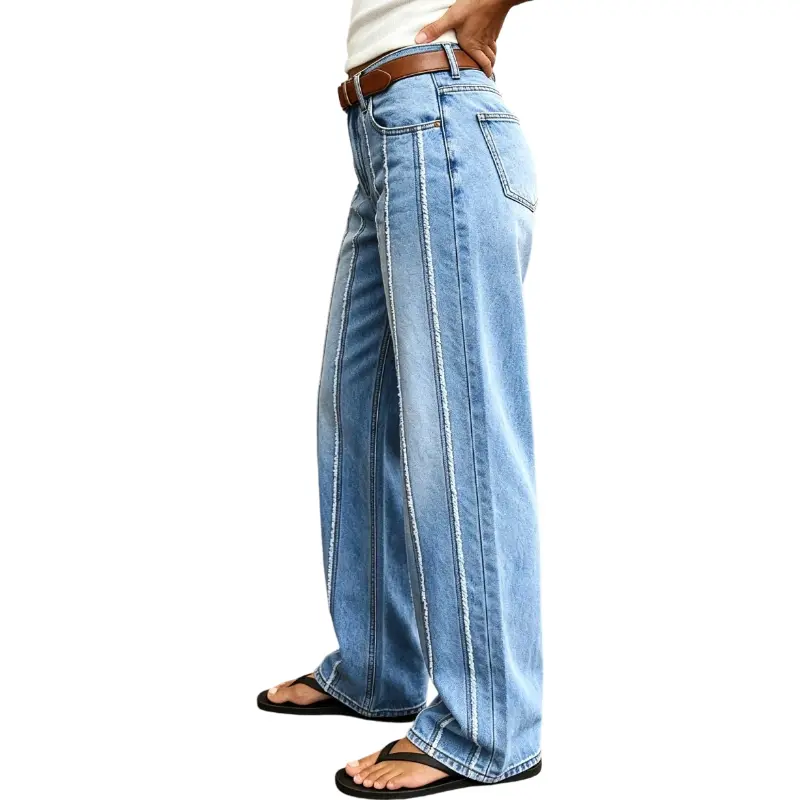 Washed Stretch Mid-Rise Straight-Leg Jeans