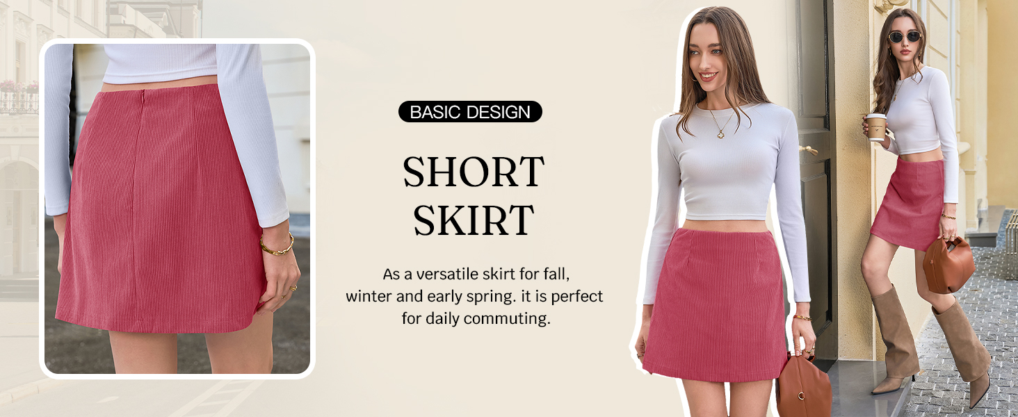 Womens Corduroy Mini Skirts High Waisted Business Casual Miniskirt Trendy Short Skirt 2025