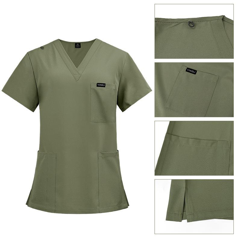 Women's Medical Scrubs Set, Anti-Pilling Lightweight Breathable Multi-Pocket Top & Side Pocket Jogger Pants for Hospital, Clinic & Spa Use Uniforms