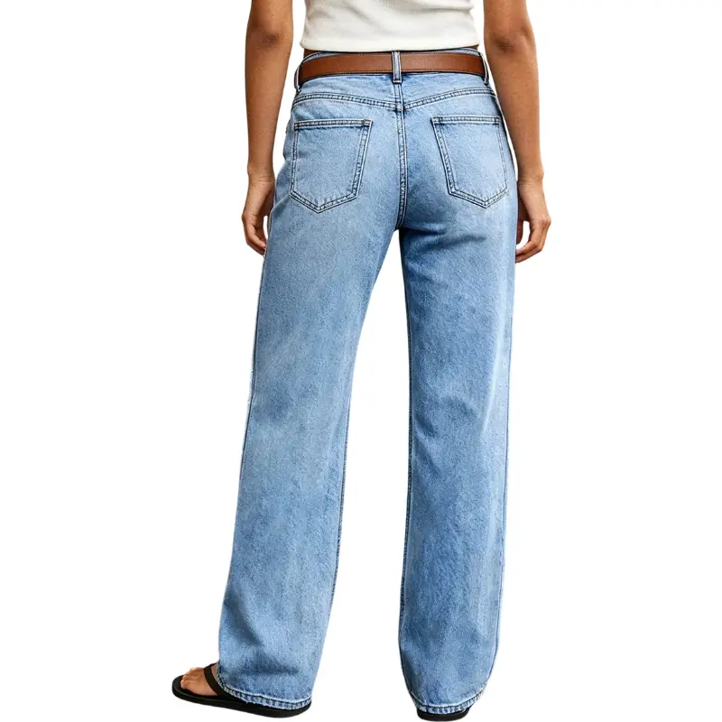Washed Stretch Mid-Rise Straight-Leg Jeans