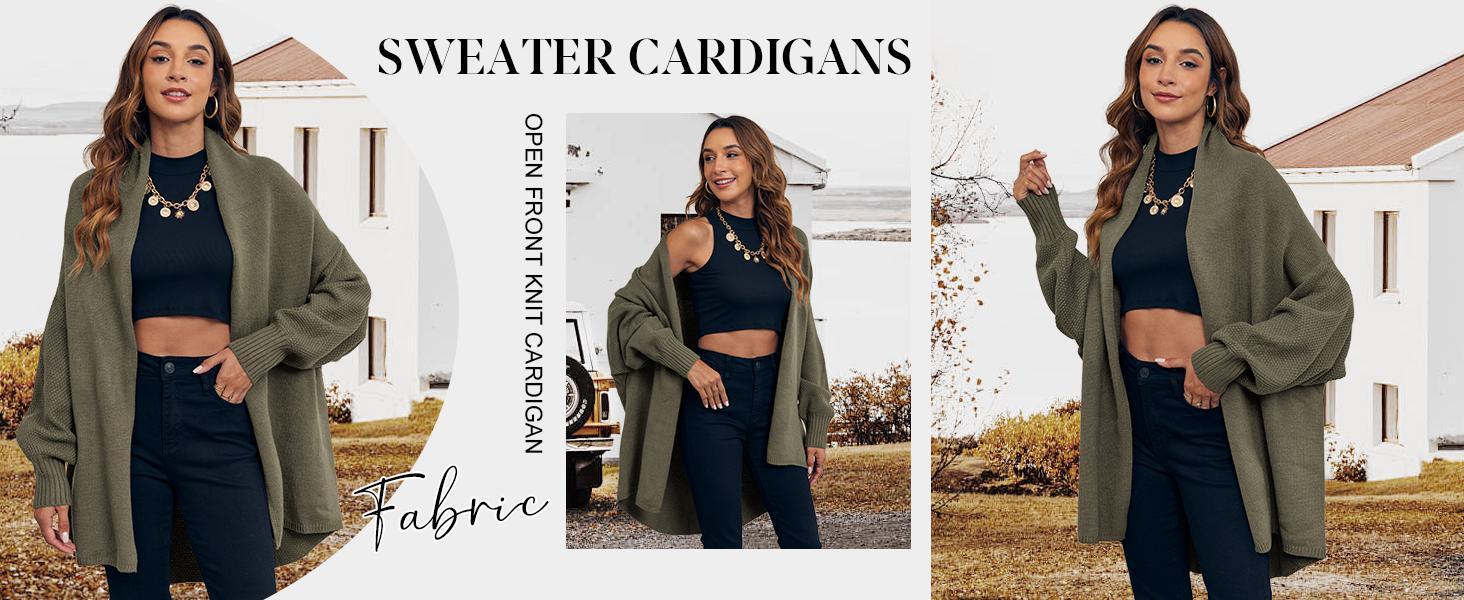 Imily Bela Oversized Cardigans for Women Fall Trendy Open Front Batwing Sleeve Long Cardigan Sweaters