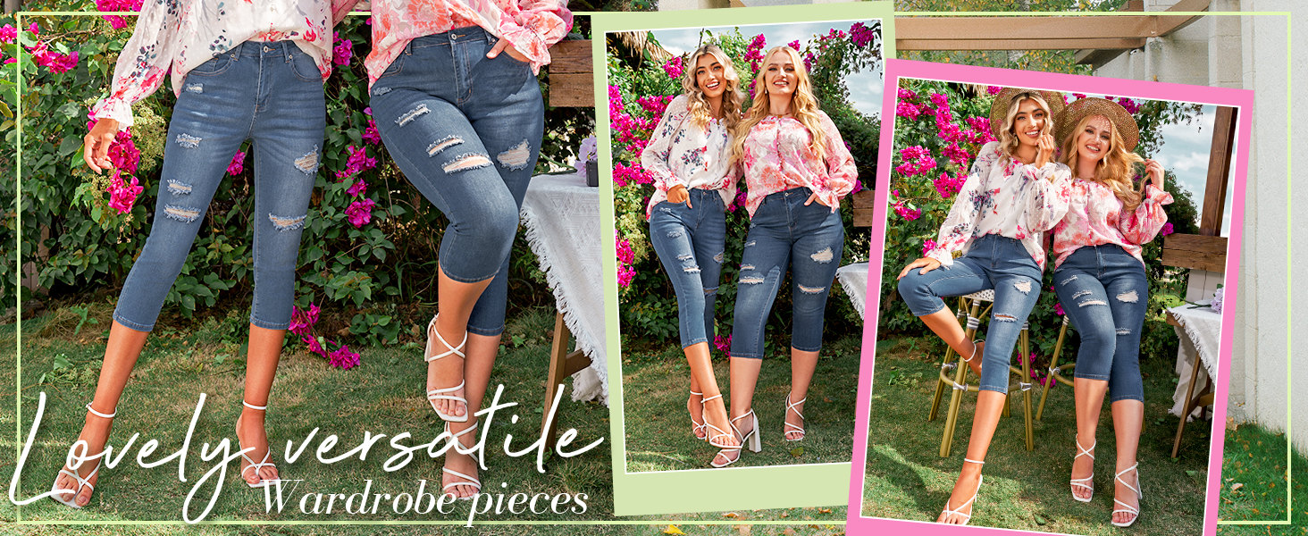 ripped capri jeans