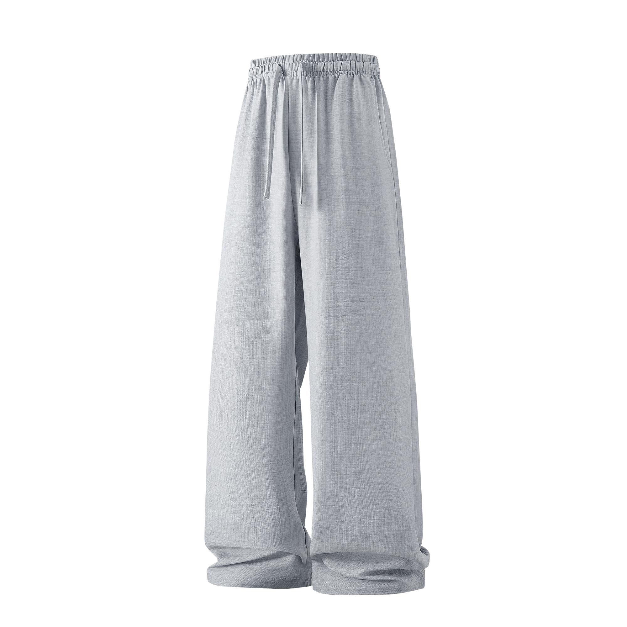 Men’s summer lightweight casual retro pants | Loose fit, drawstring tie, breathable and stylish, suitable for indoor gatherings and outdoor activities, minimalist design | Composition: 100% polyester fiber, cool to wear Trouser pantalones para hombre