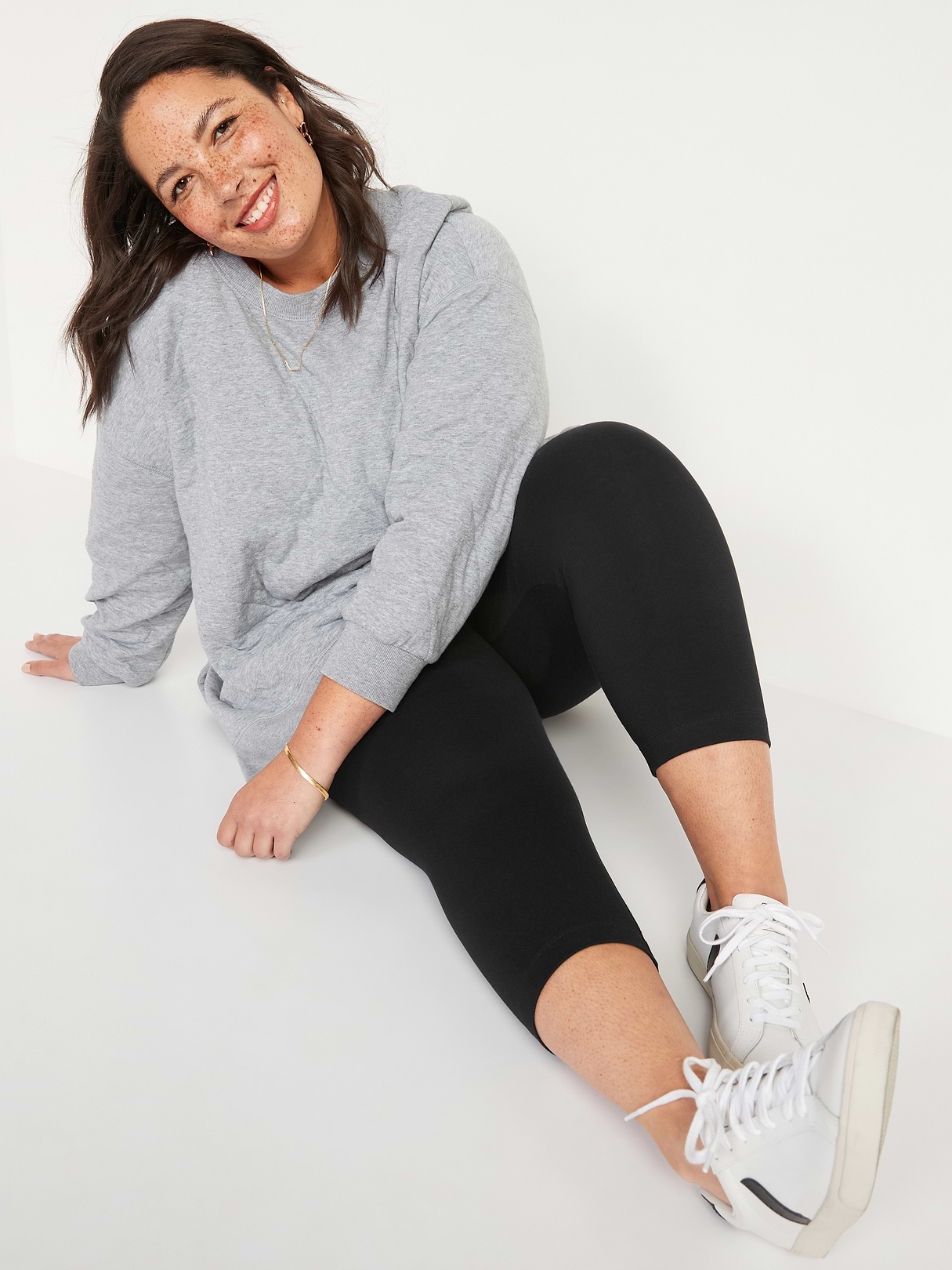 High-Waisted Fashion Layering Cropped Legging - Black Jack