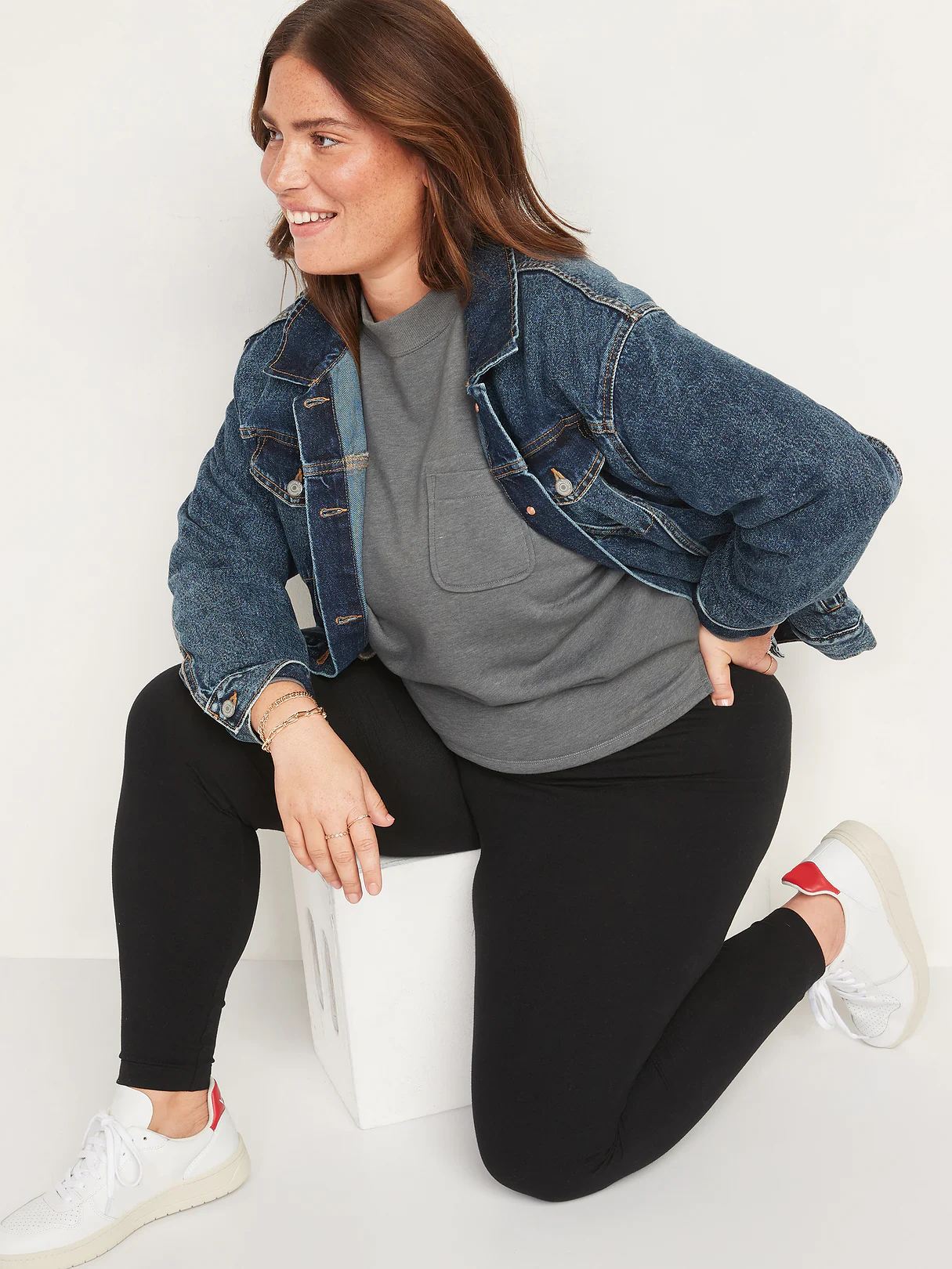High-Waisted Jersey Fashion Layering Leggings - Black Jack