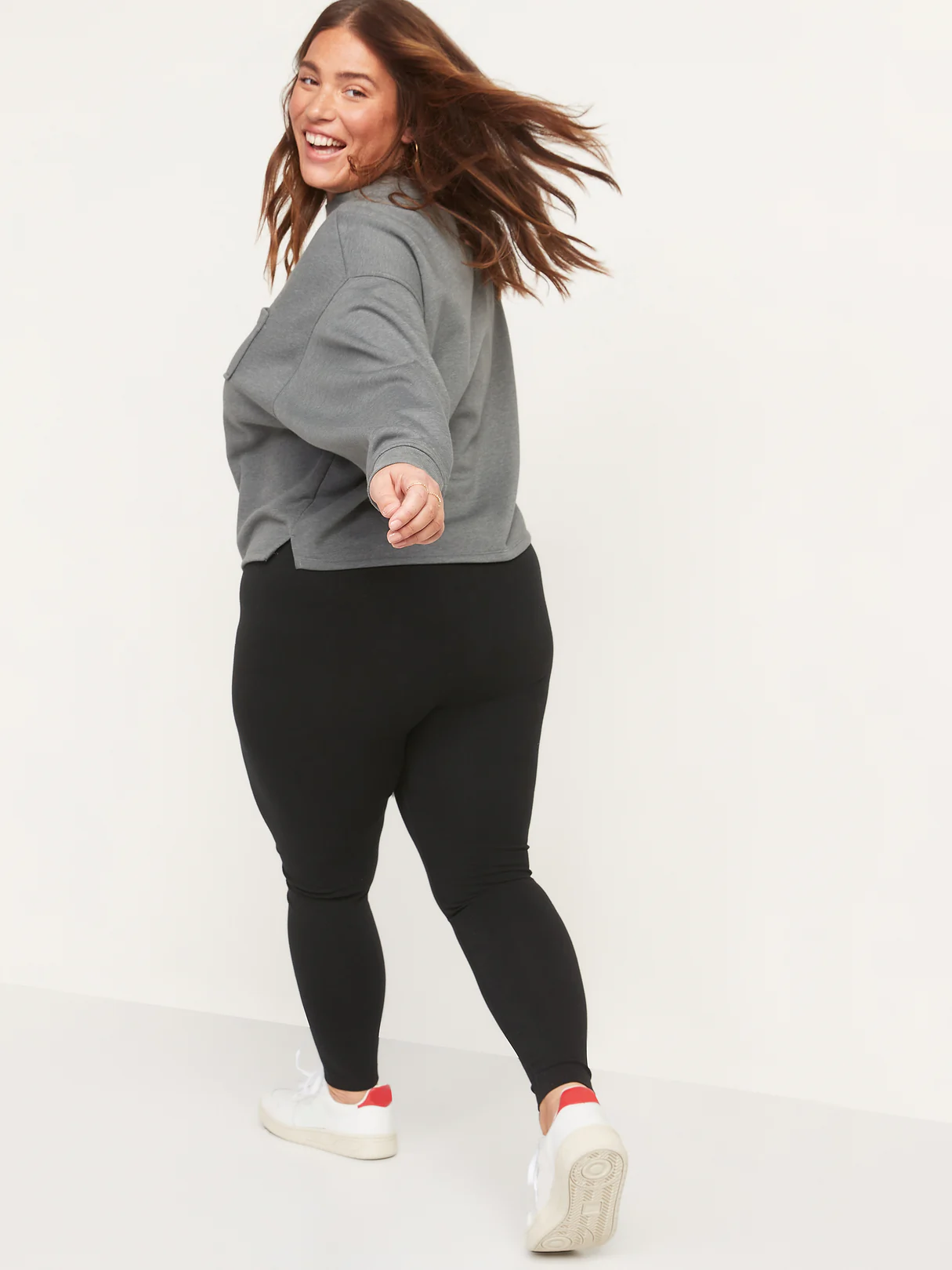 High-Waisted Jersey Fashion Layering Leggings - Black Jack
