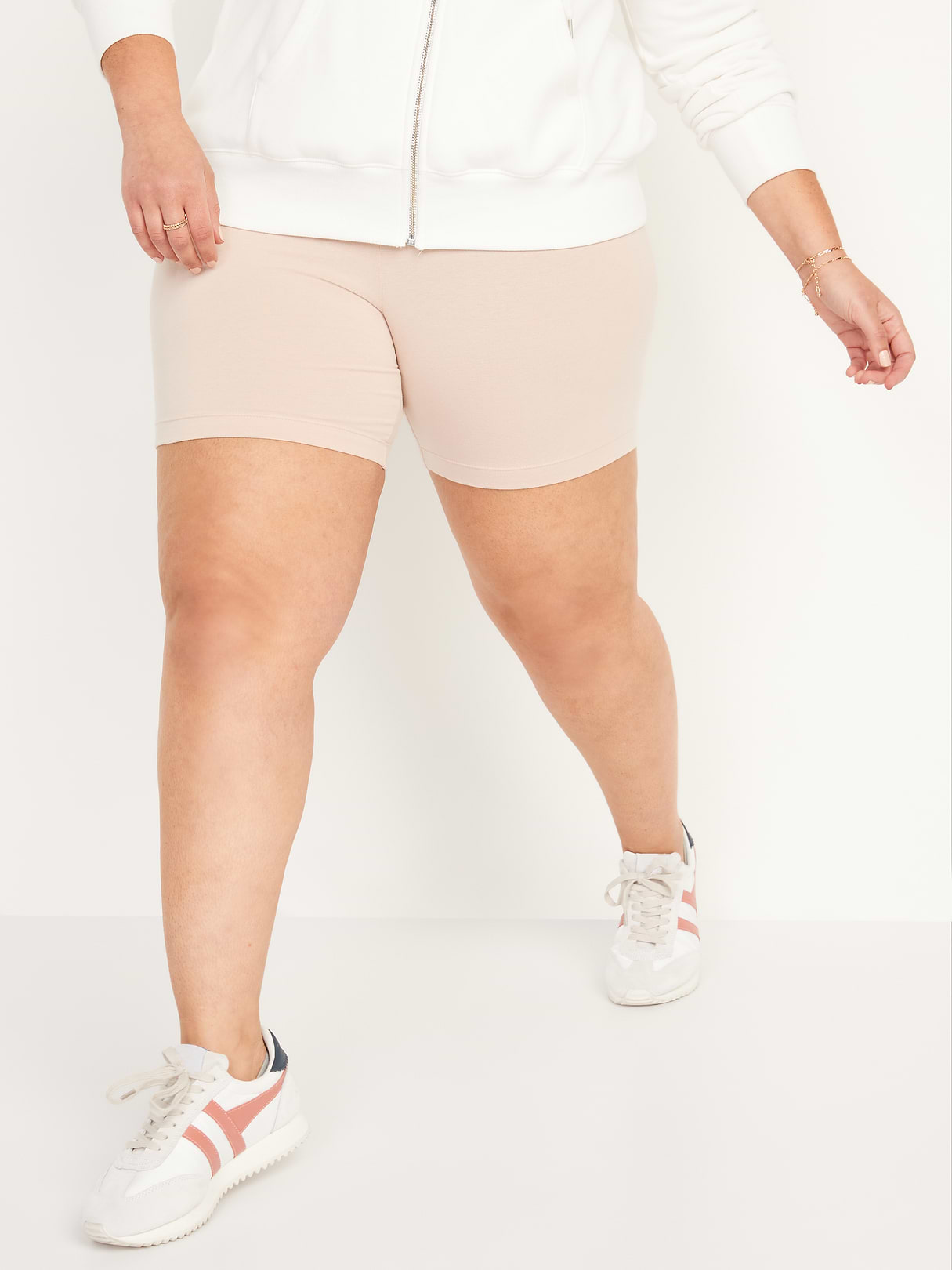 High-Waisted Cotton Biker Shorts -- 6-inch inseam - Frappe