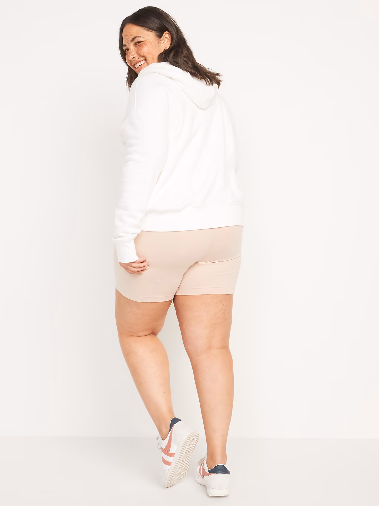 High-Waisted Cotton Biker Shorts -- 6-inch inseam - Frappe